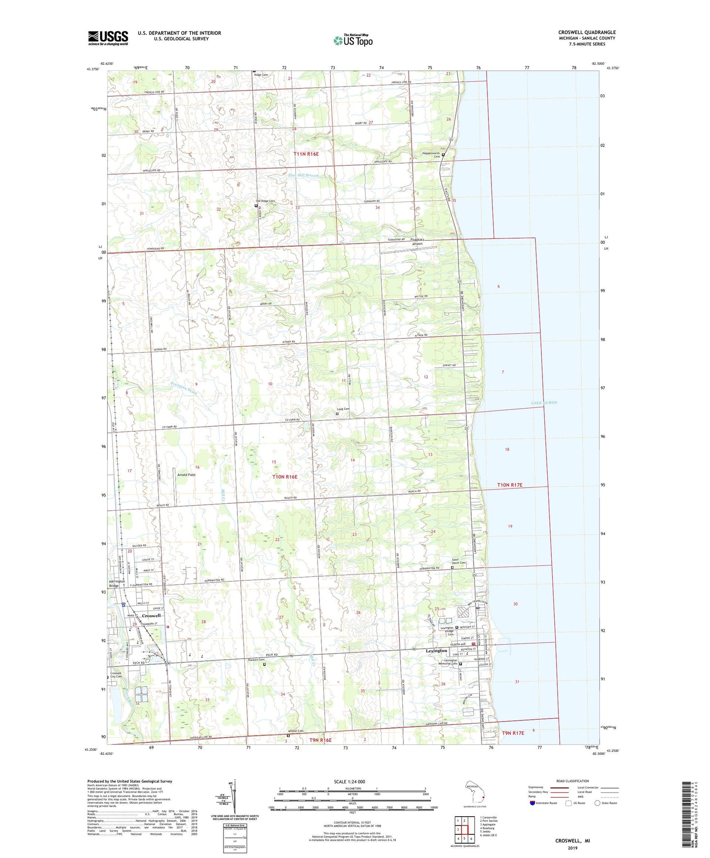 Croswell Michigan US Topo Map Image