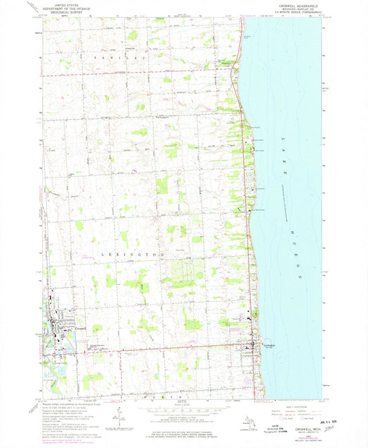 Classic USGS Croswell Michigan 7.5'x7.5' Topo Map Image