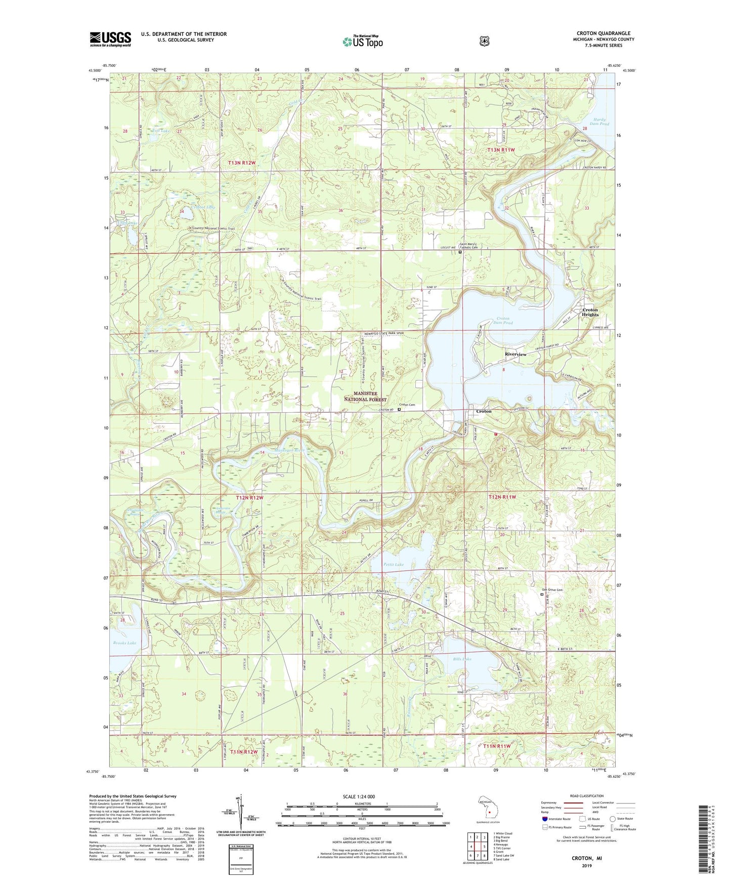 Croton Michigan US Topo Map Image