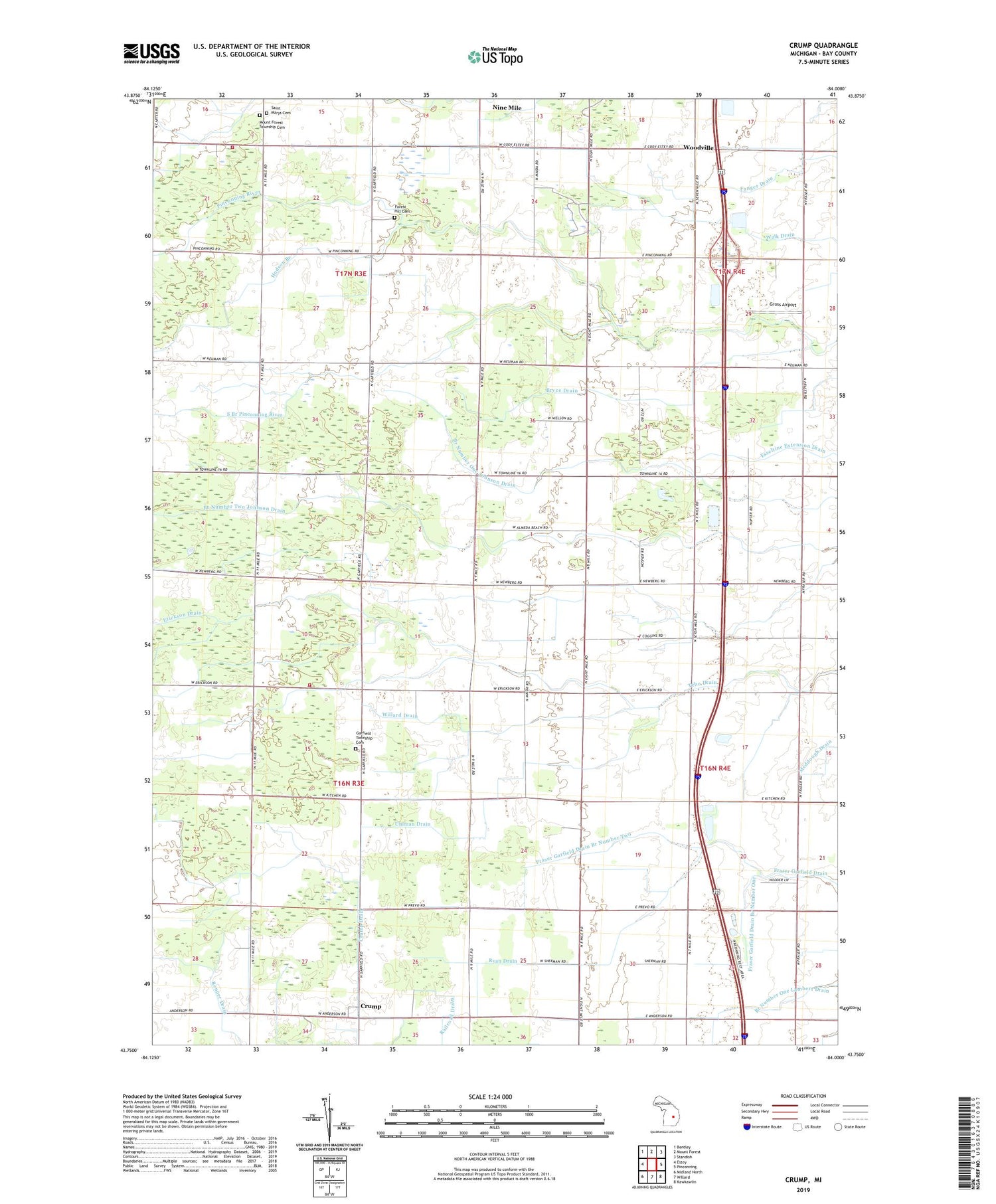 Crump Michigan US Topo Map Image