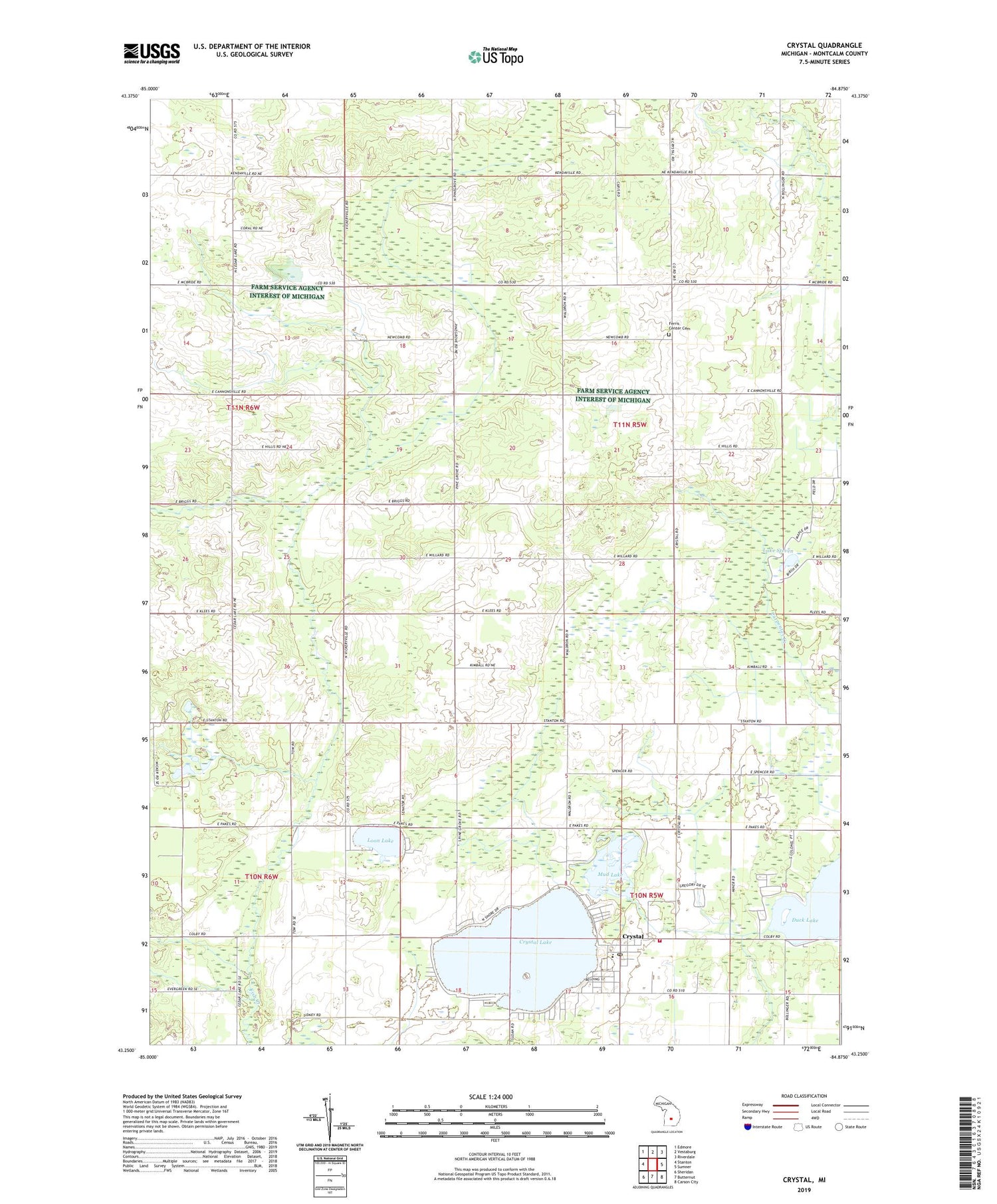 Crystal Michigan US Topo Map Image