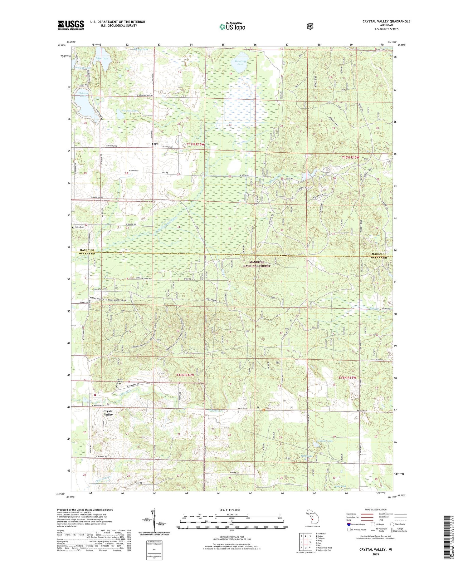 Crystal Valley Michigan US Topo Map Image