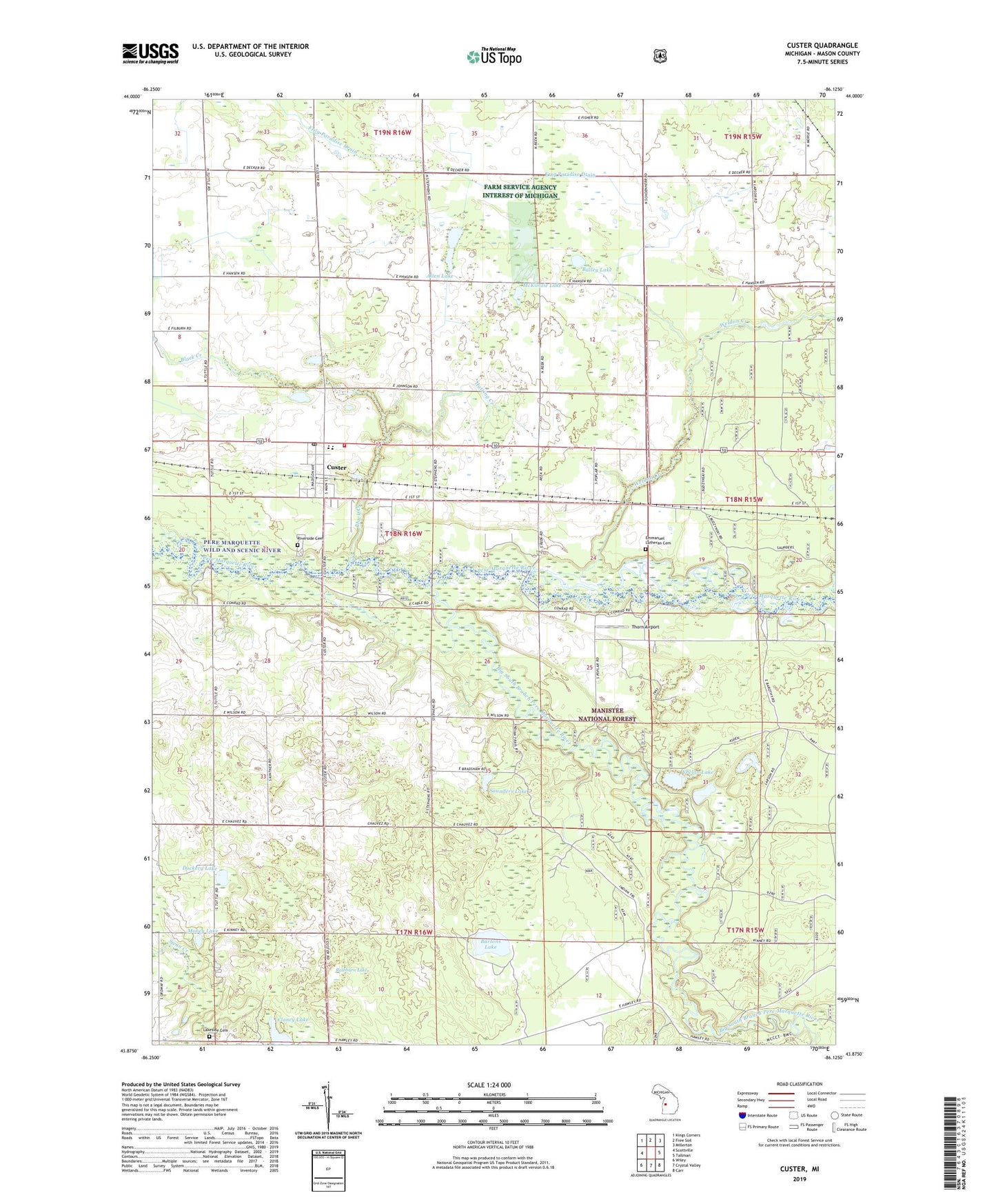 Custer Michigan US Topo Map Image
