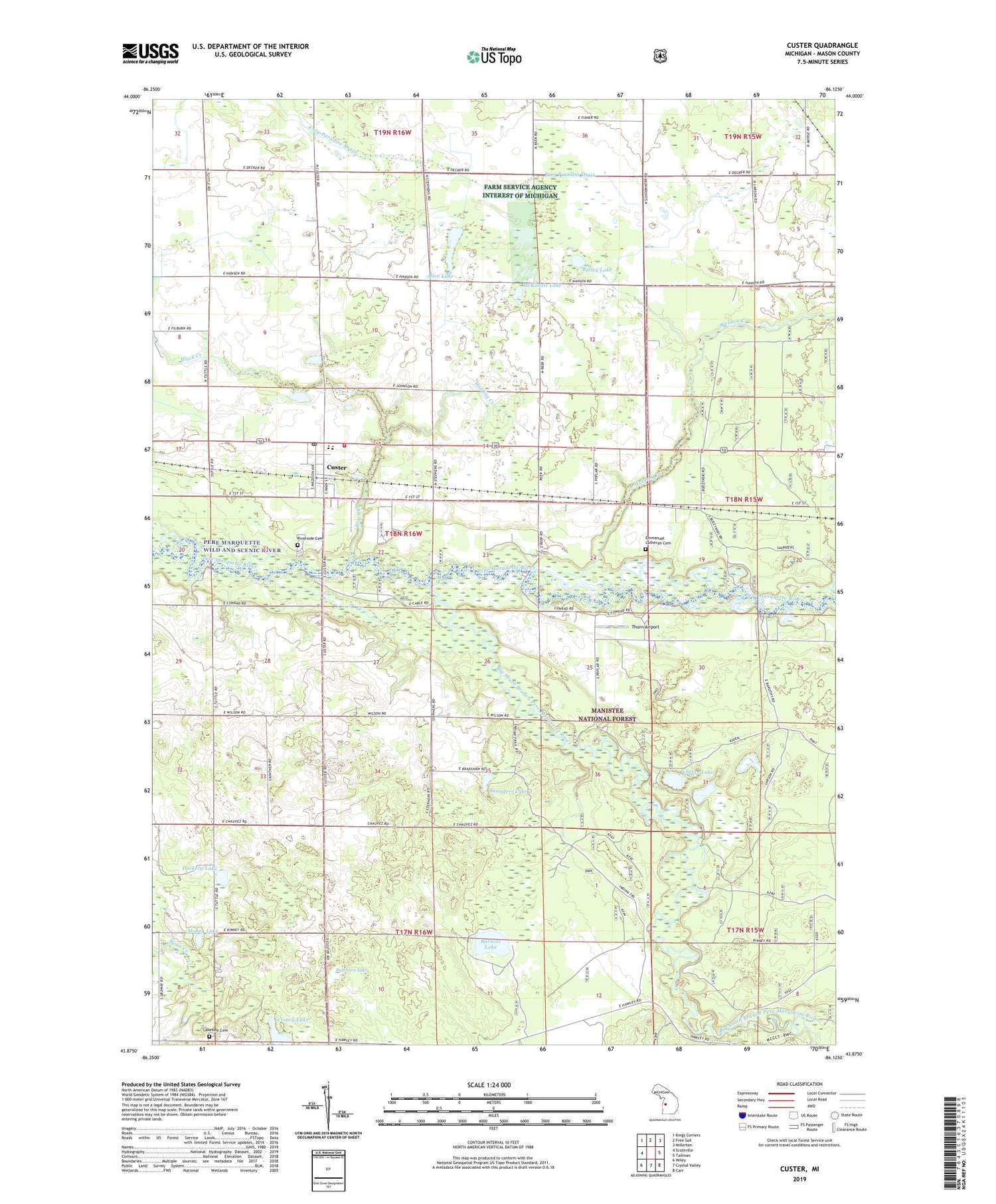Custer Michigan US Topo Map Image