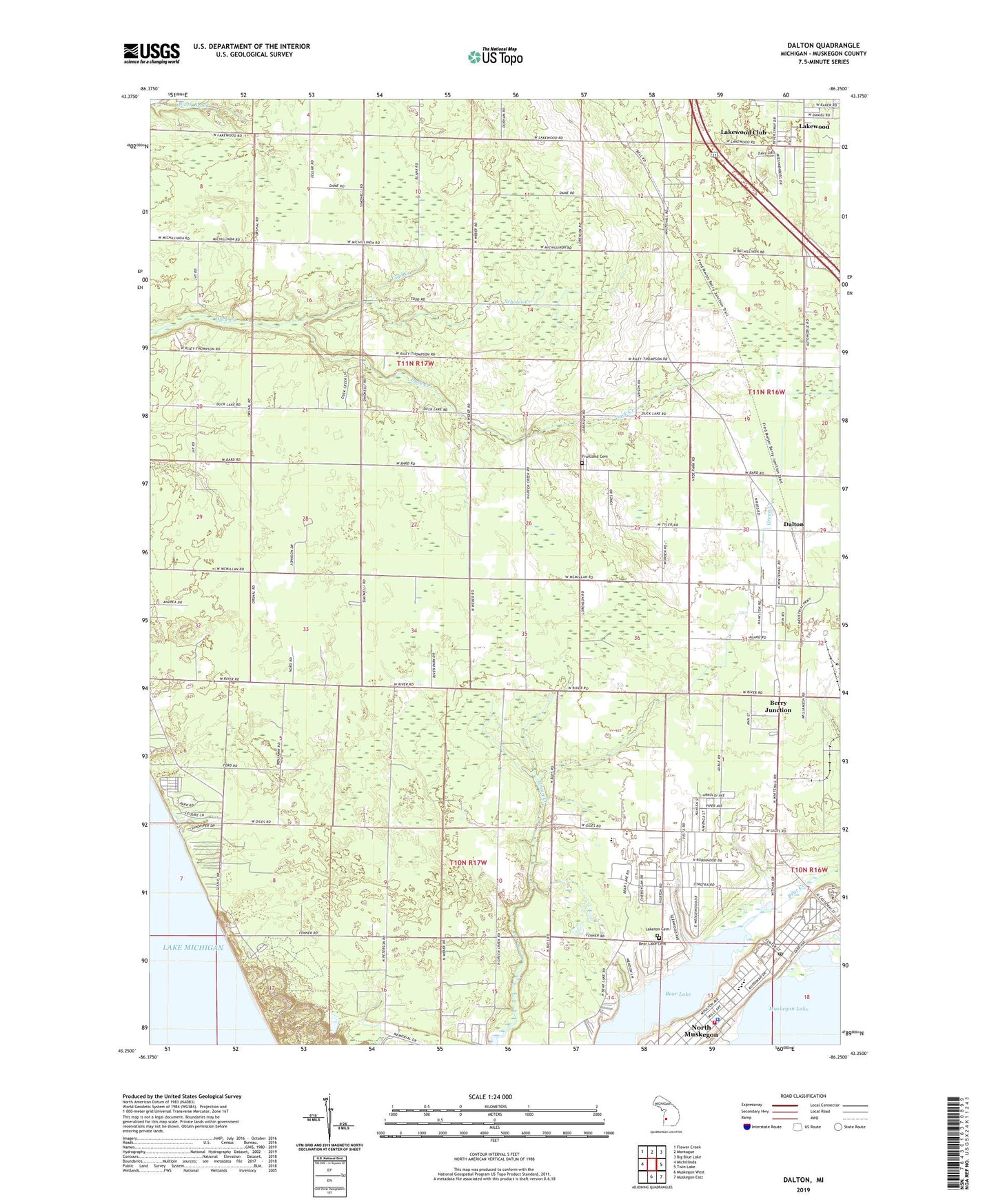 Dalton Michigan US Topo Map Image