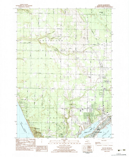 Classic USGS Dalton Michigan 7.5'x7.5' Topo Map Image