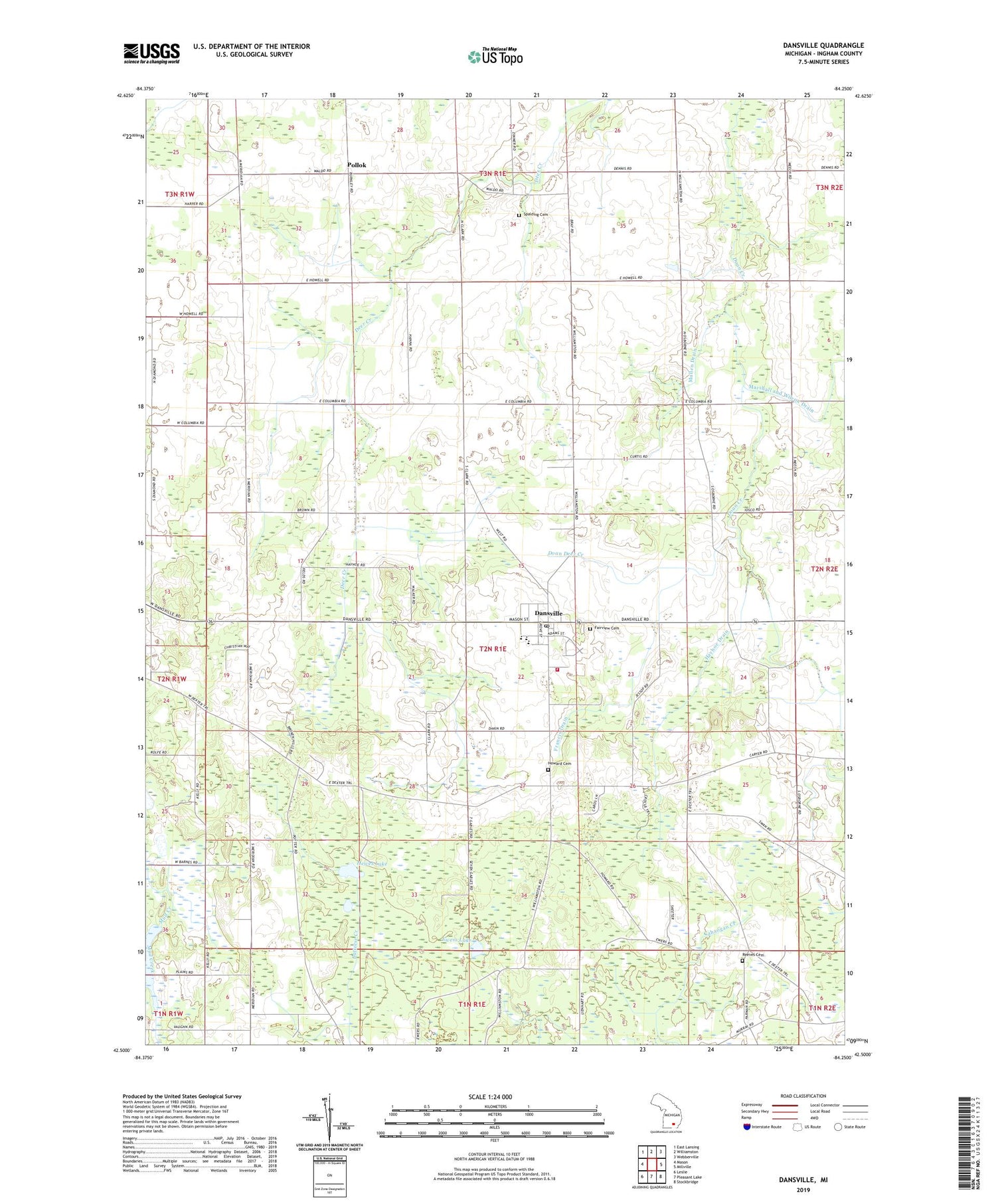 Dansville Michigan US Topo Map Image