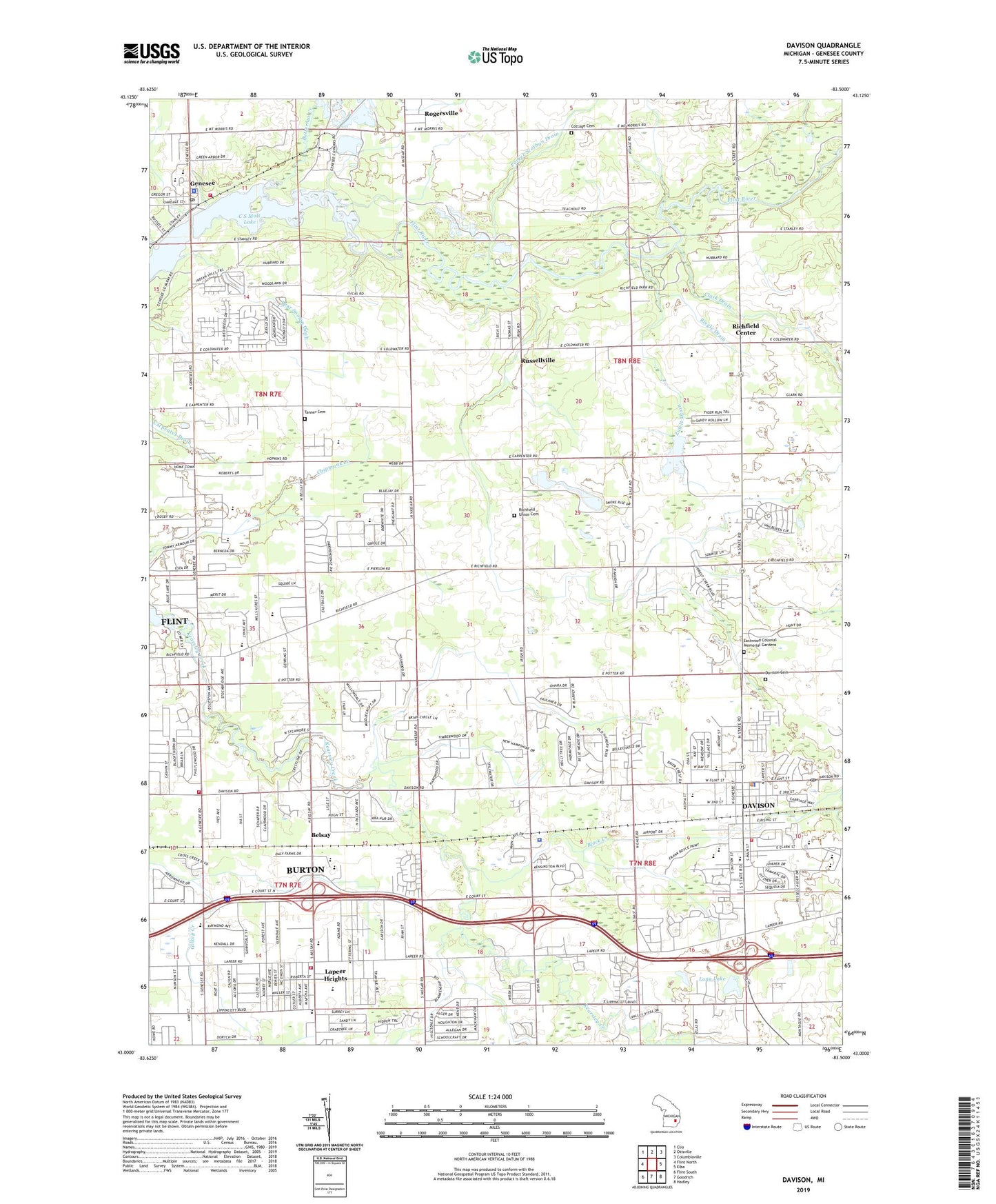Davison Michigan US Topo Map Image