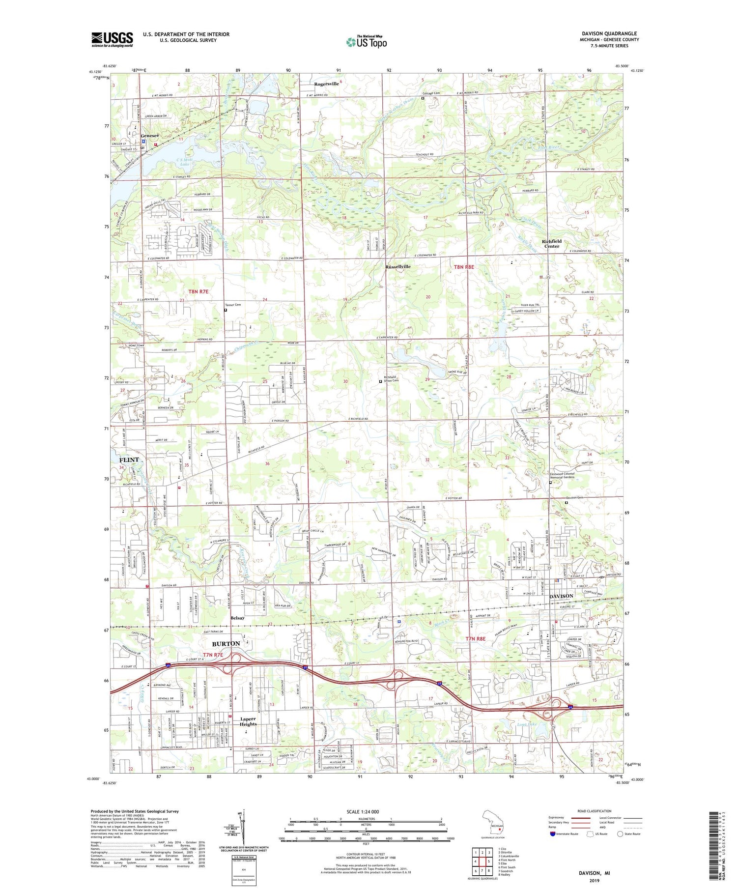 Davison Michigan US Topo Map Image