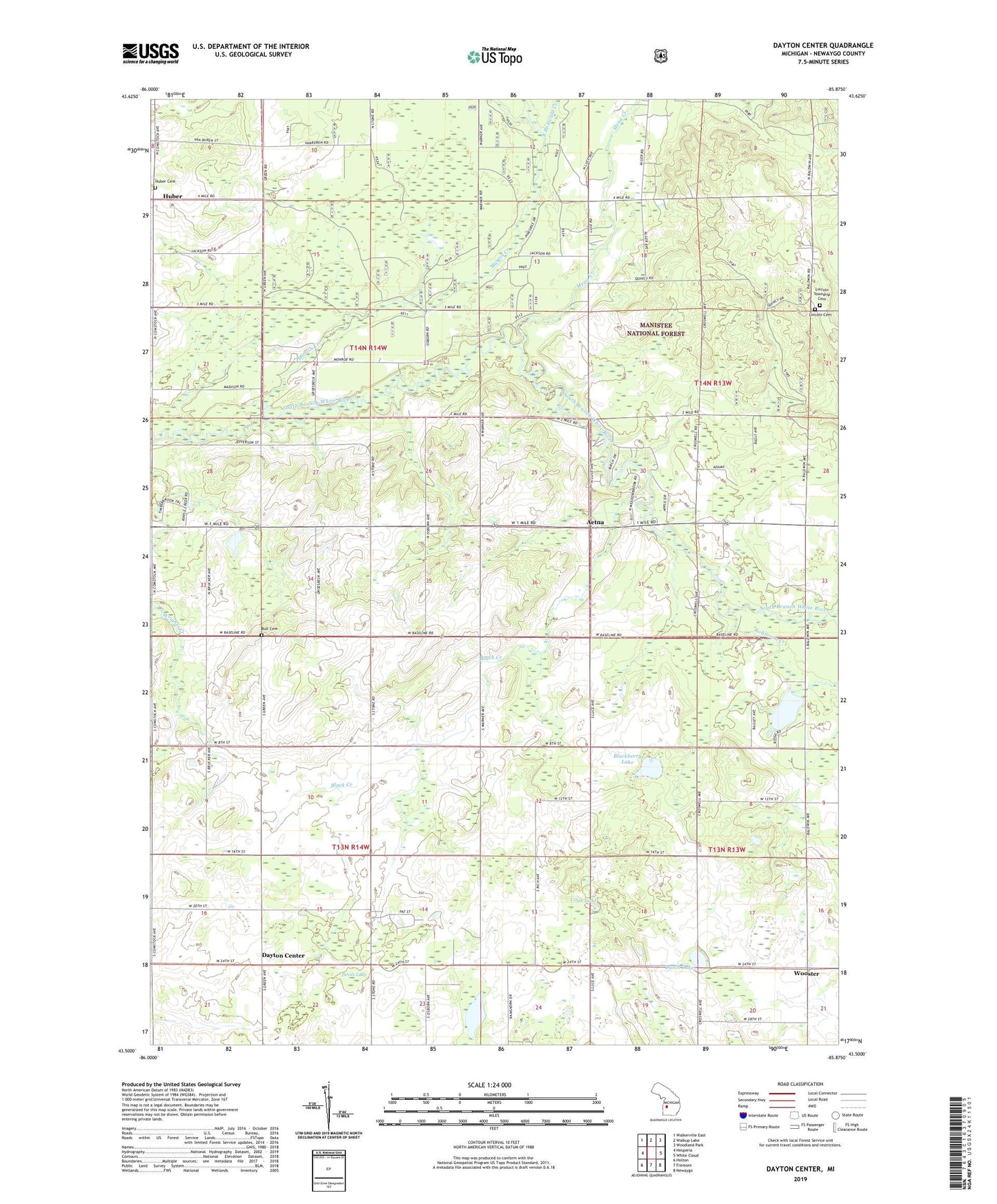 Dayton Center Michigan US Topo Map Image