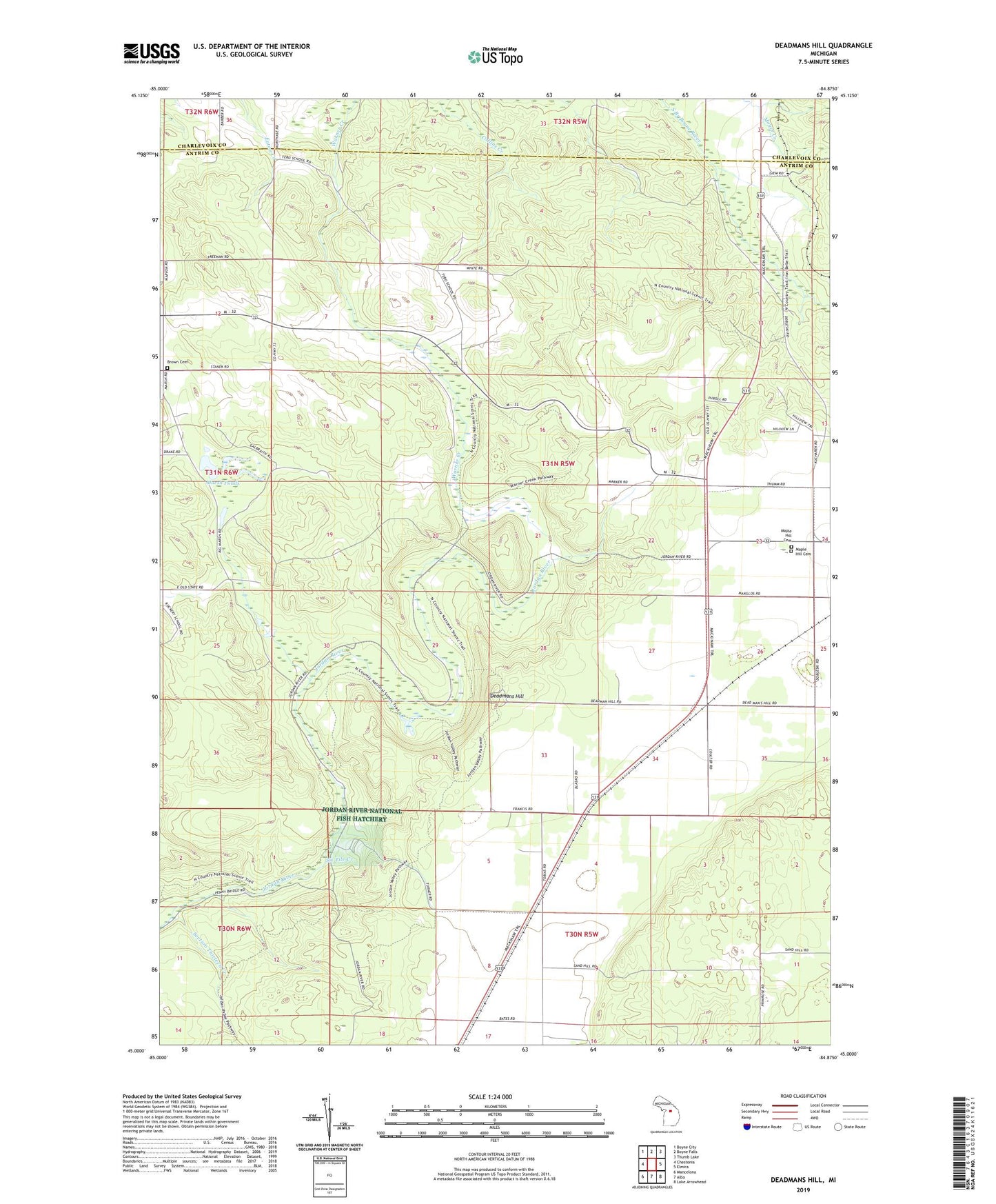 Deadmans Hill Michigan US Topo Map Image