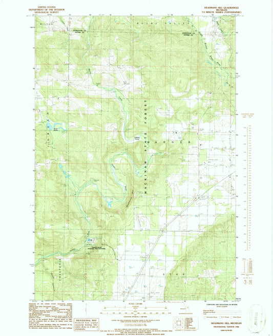Classic USGS Deadmans Hill Michigan 7.5'x7.5' Topo Map Image