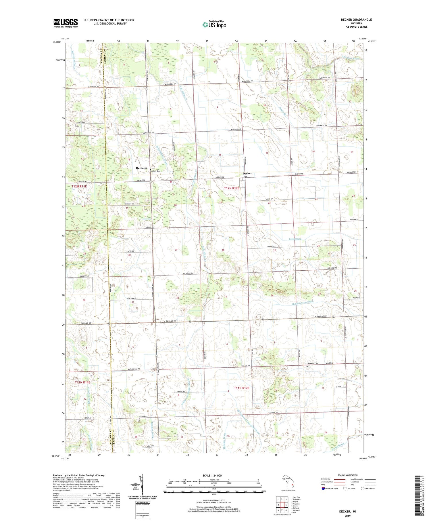 Decker Michigan US Topo Map Image