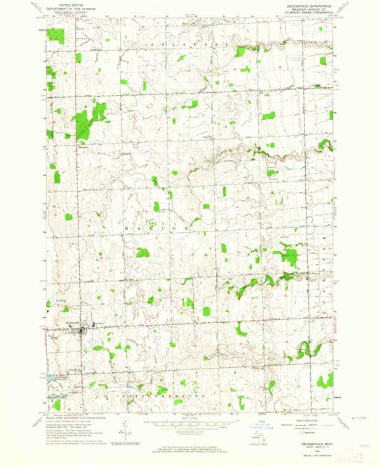 Classic USGS Deckerville Michigan 7.5'x7.5' Topo Map Image