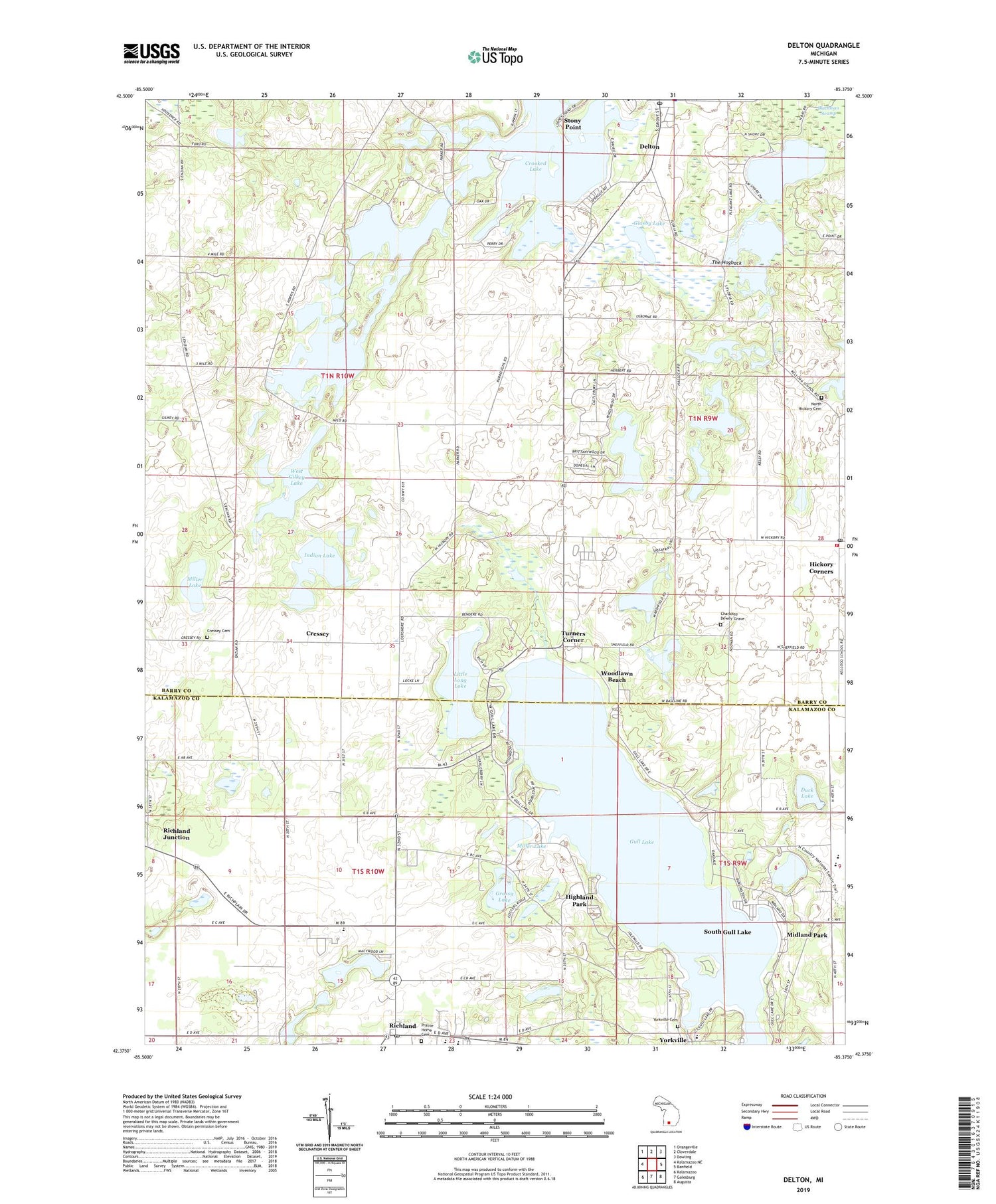 Delton Michigan US Topo Map Image