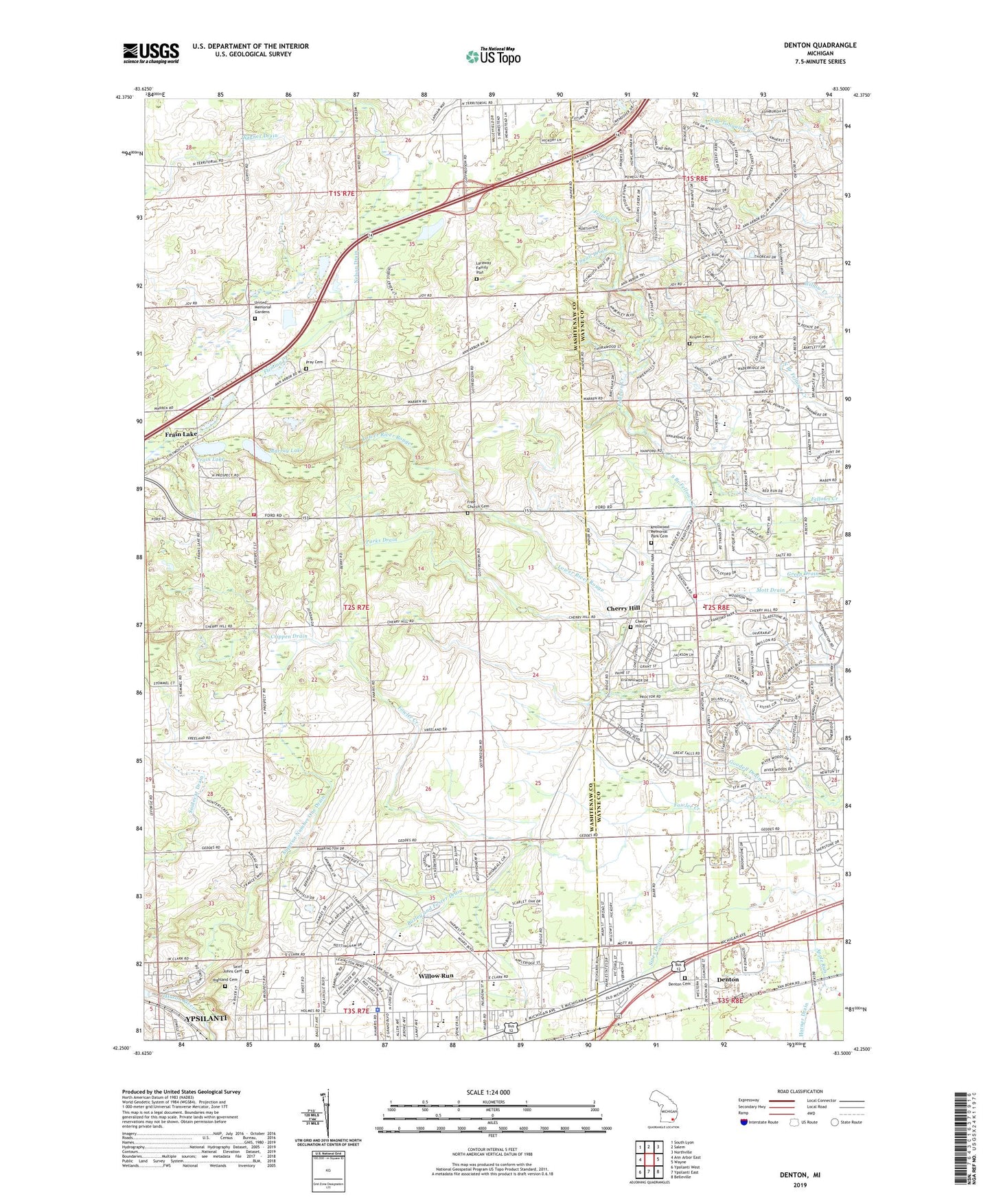Denton Michigan US Topo Map Image