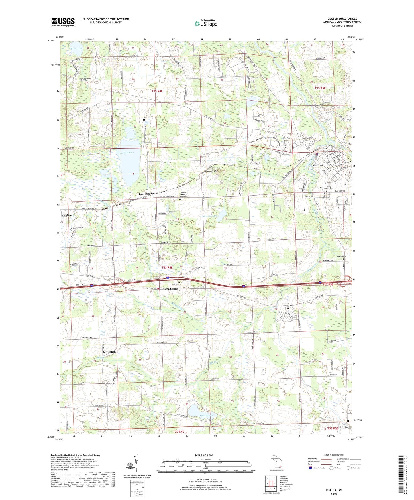 Dexter Michigan US Topo Map Image