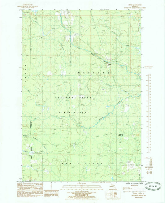 Classic USGS Diffin Michigan 7.5'x7.5' Topo Map Image