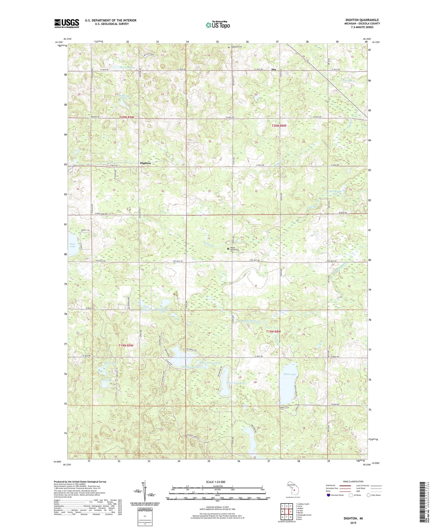Dighton Michigan US Topo Map Image