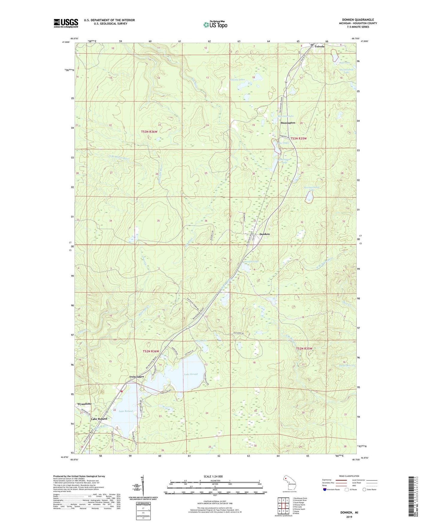 Donken Michigan US Topo Map Image