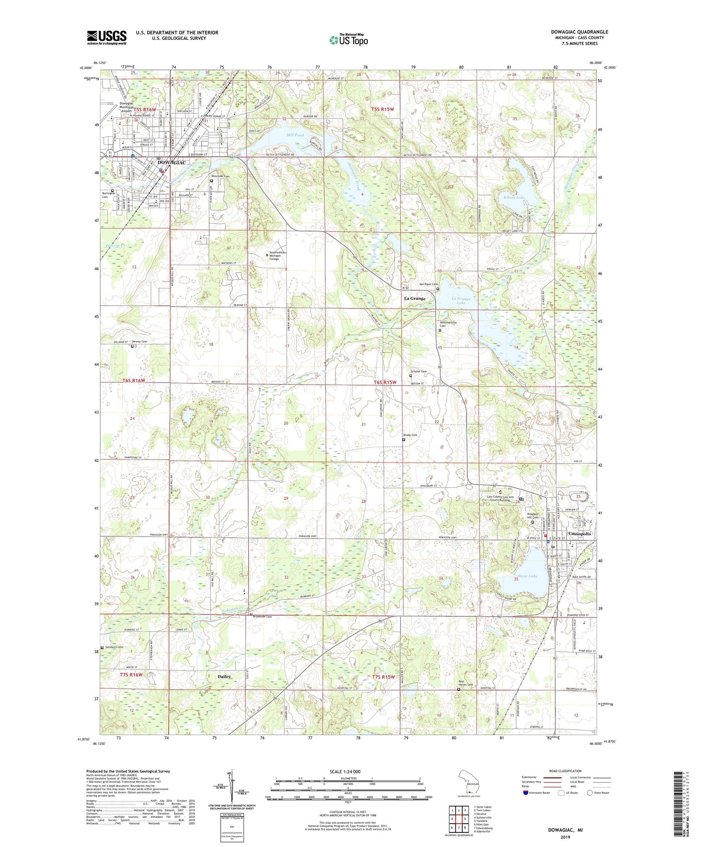 Dowagiac Michigan US Topo Map Image