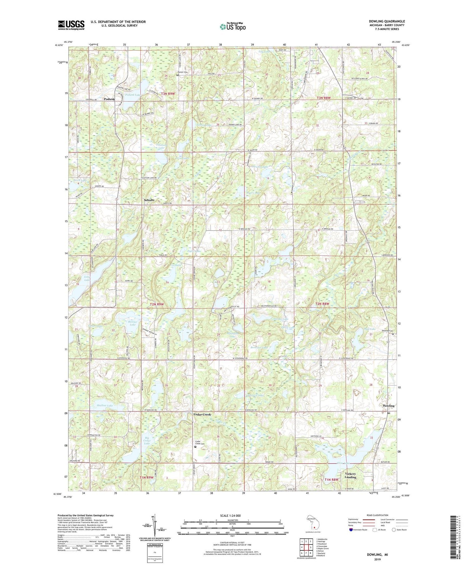 Dowling Michigan US Topo Map Image