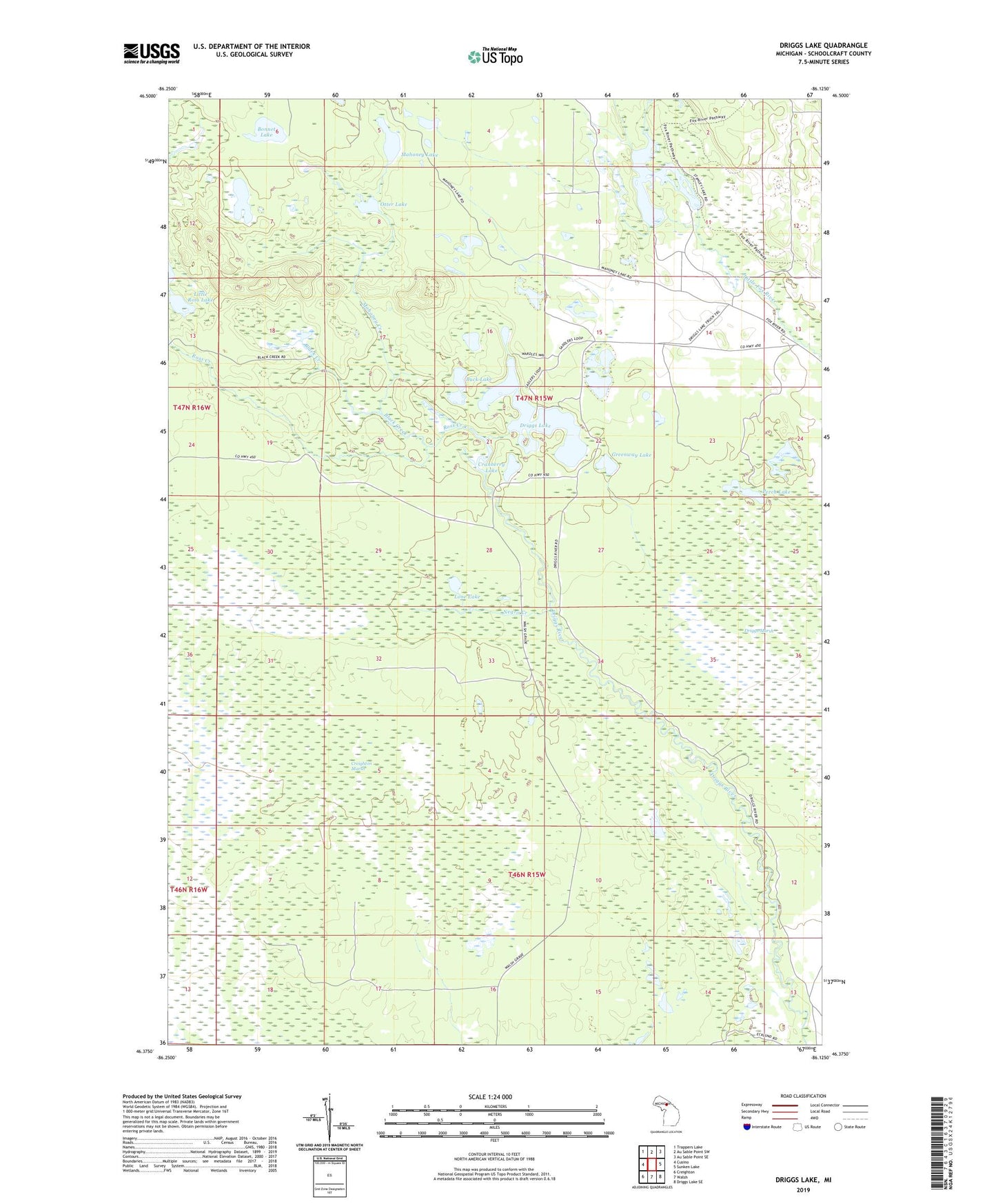Driggs Lake Michigan US Topo Map Image