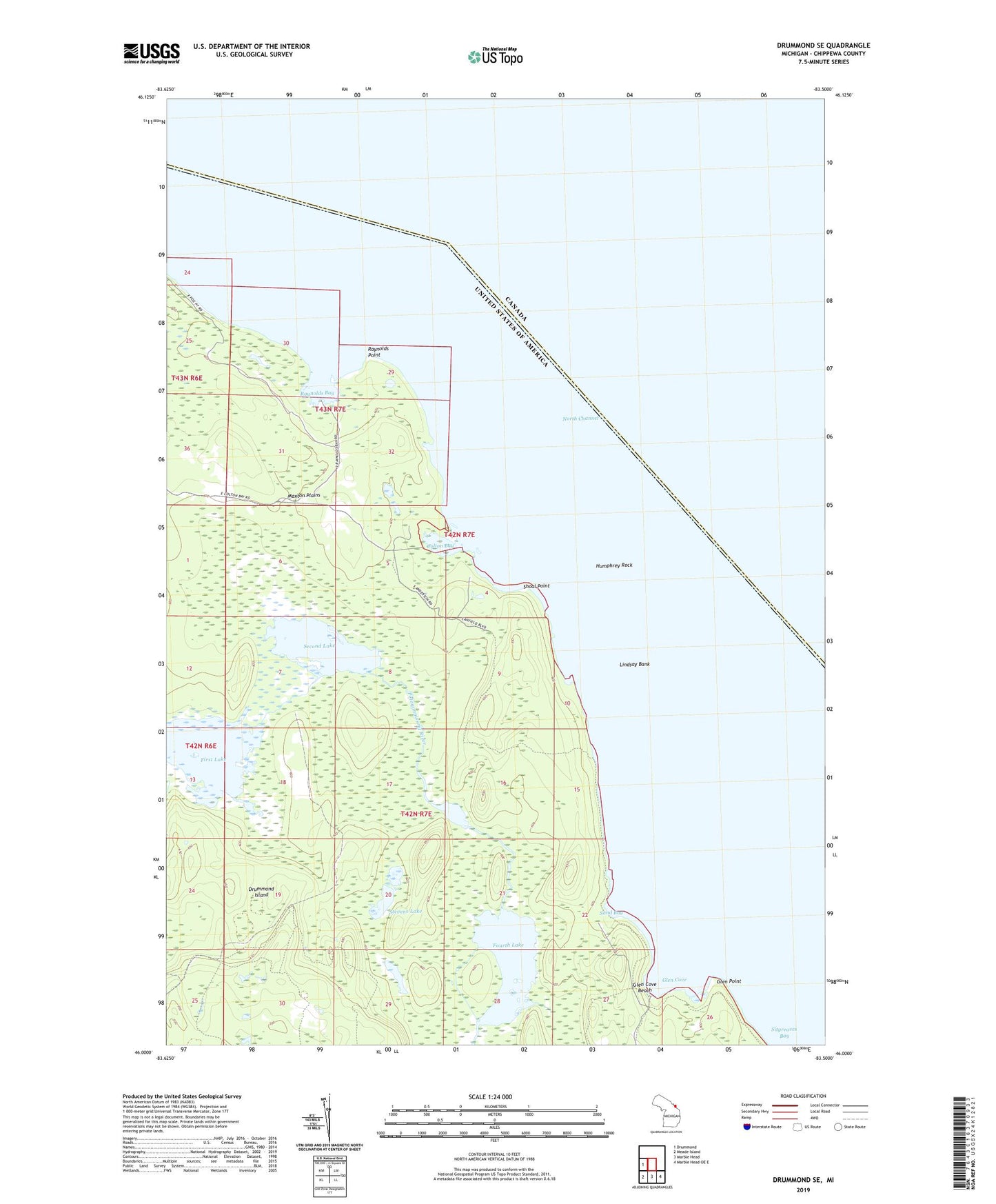Drummond SE Michigan US Topo Map Image
