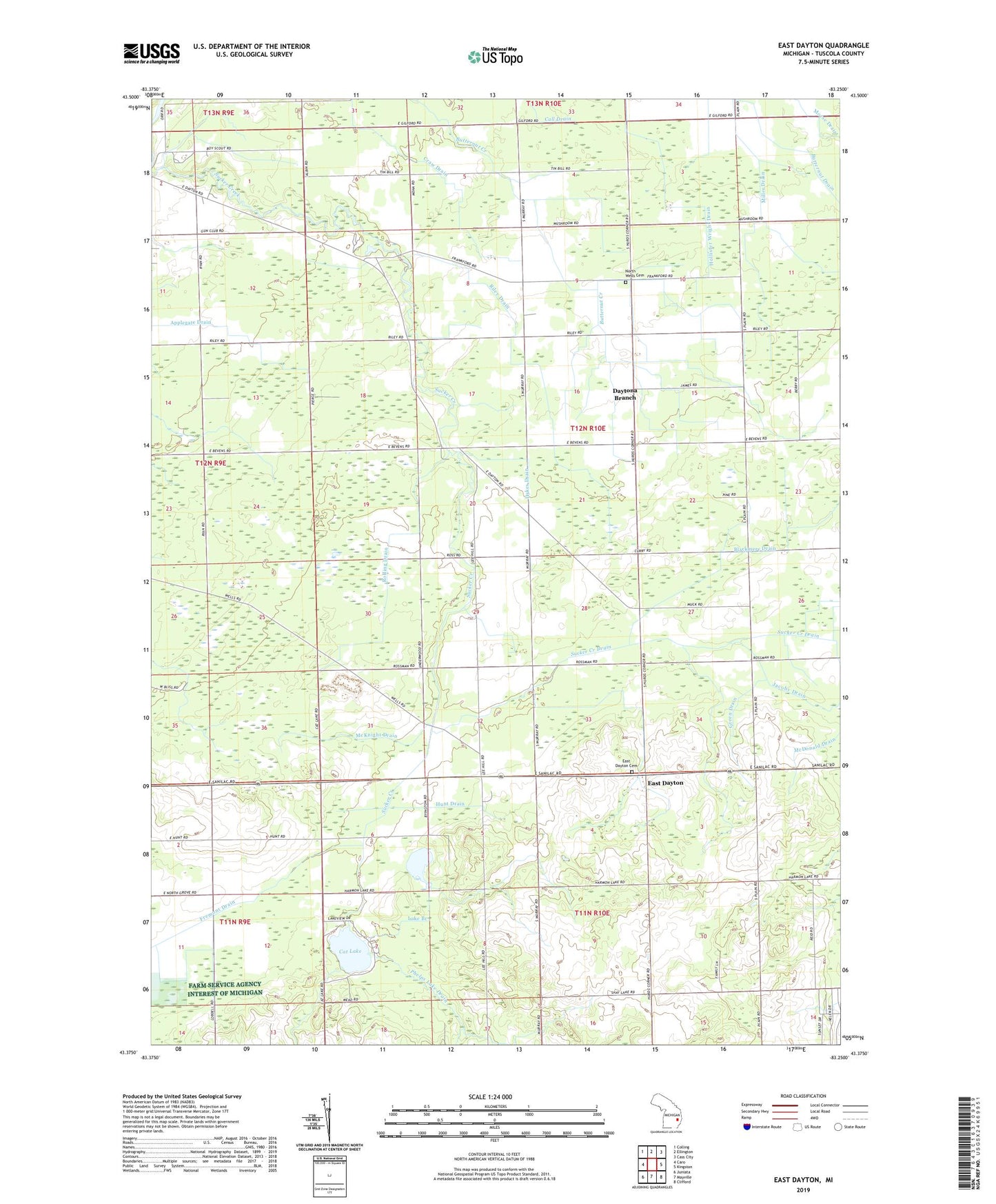 East Dayton Michigan US Topo Map Image