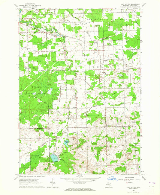 Classic USGS East Dayton Michigan 7.5'x7.5' Topo Map Image