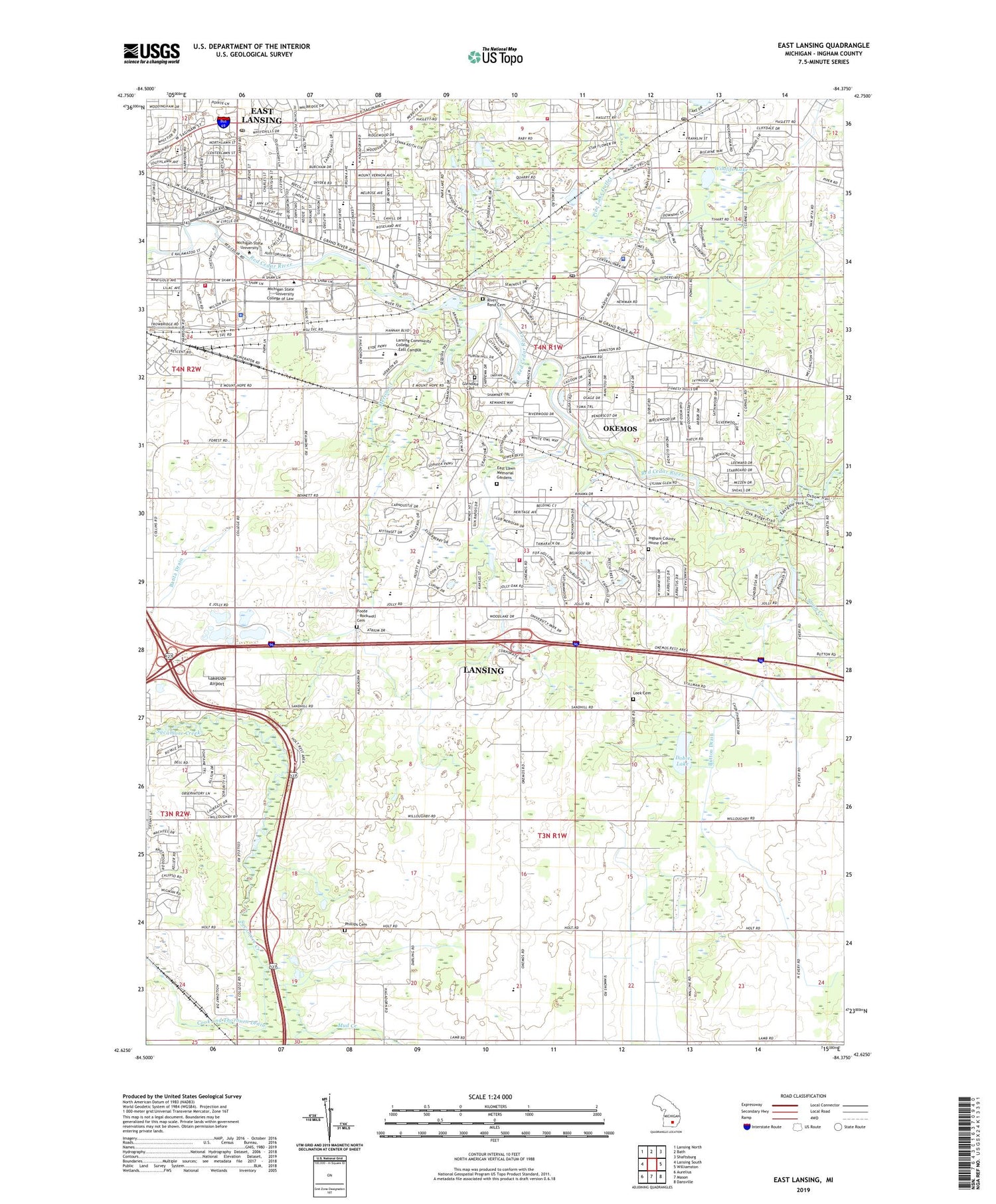 East Lansing Michigan US Topo Map Image