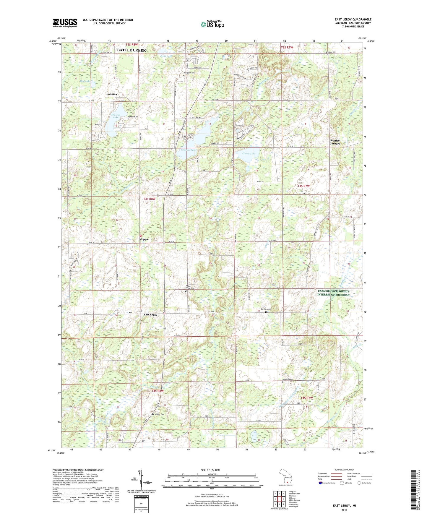 East Leroy Michigan US Topo Map Image