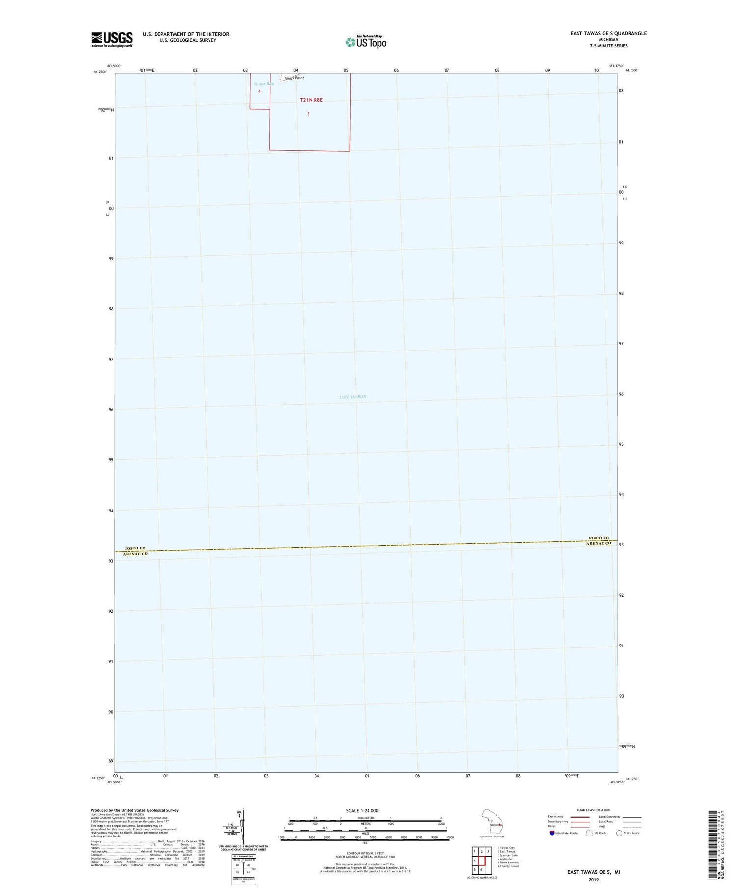 East Tawas OE S Michigan US Topo Map Image