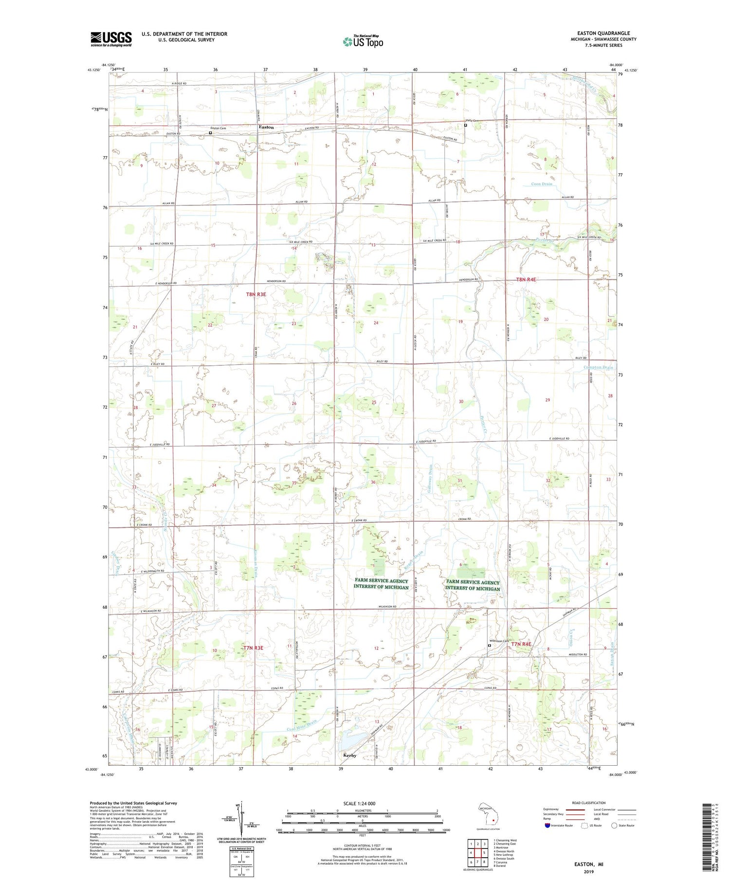 Easton Michigan US Topo Map Image