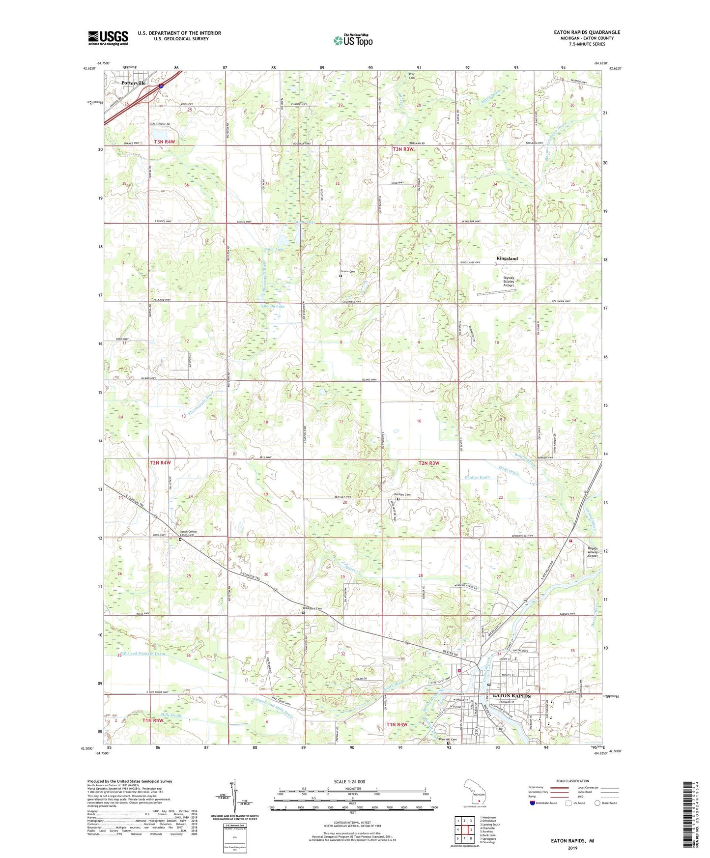 Eaton Rapids Michigan US Topo Map Image