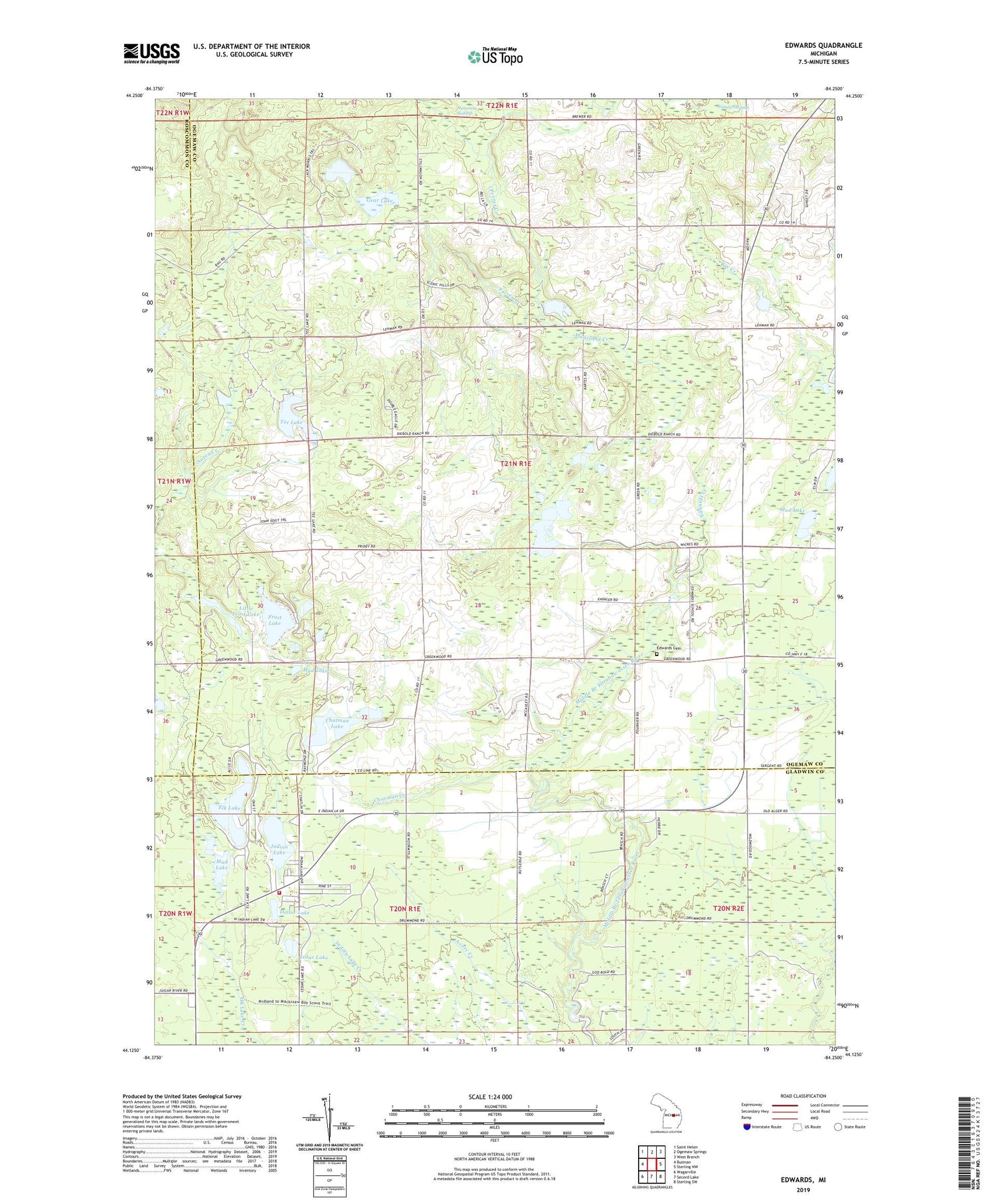 Edwards Michigan US Topo Map Image