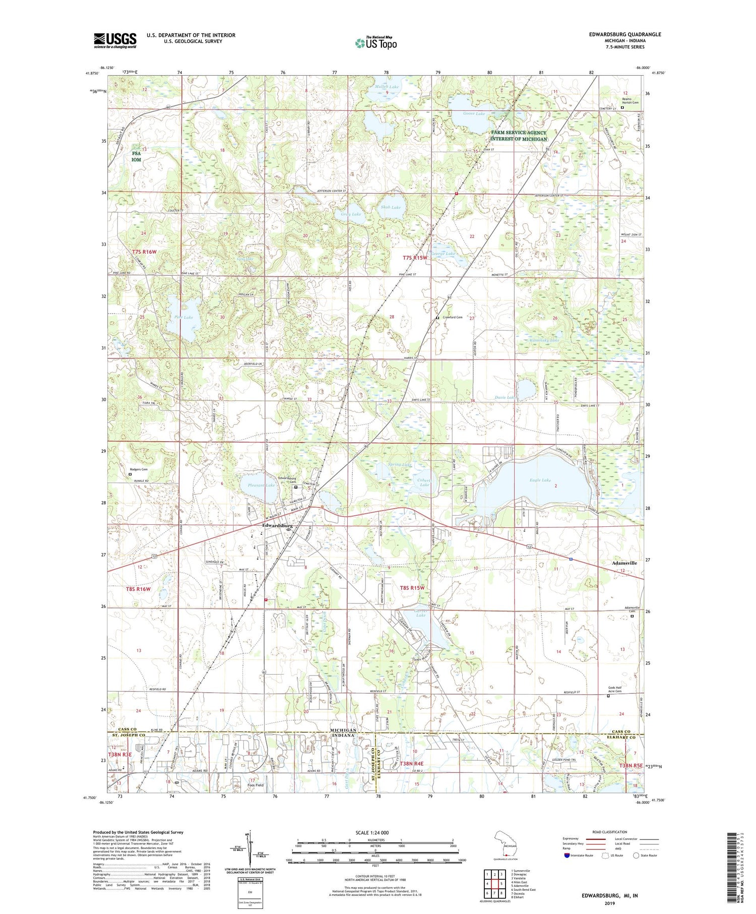 Edwardsburg Michigan US Topo Map Image