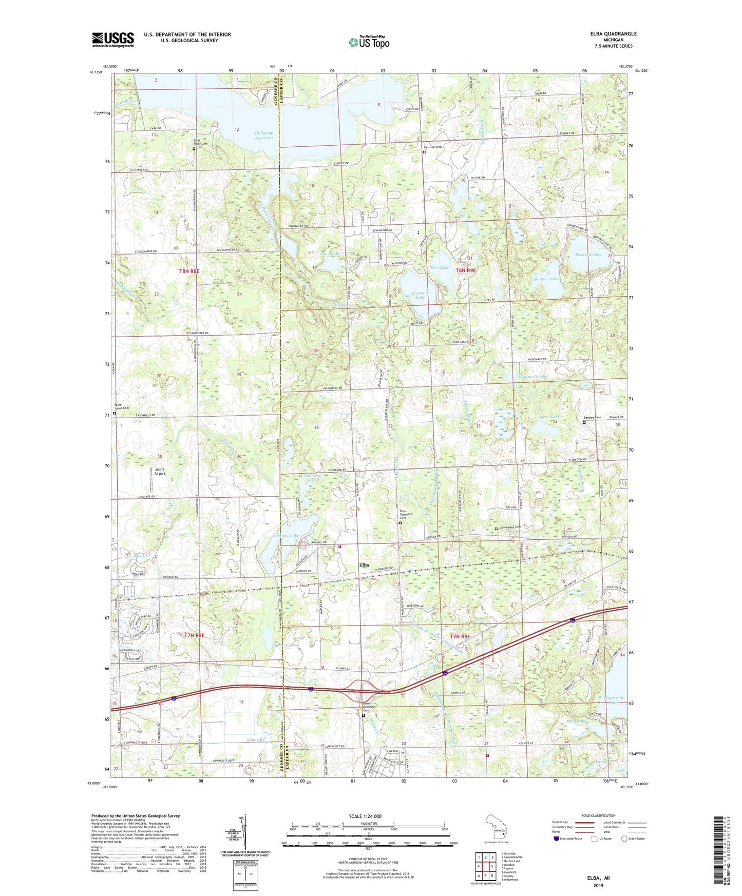 Elba Michigan US Topo Map Image