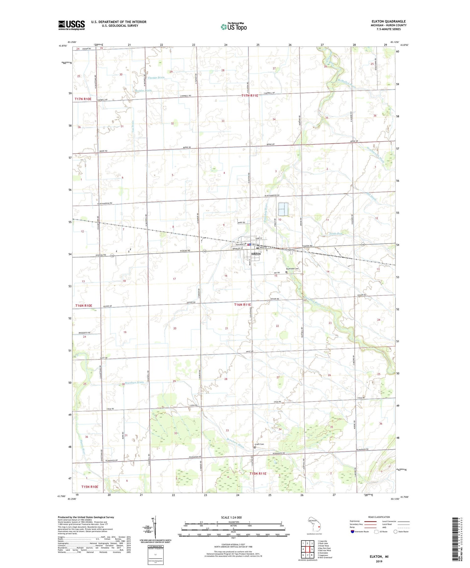Elkton Michigan US Topo Map Image