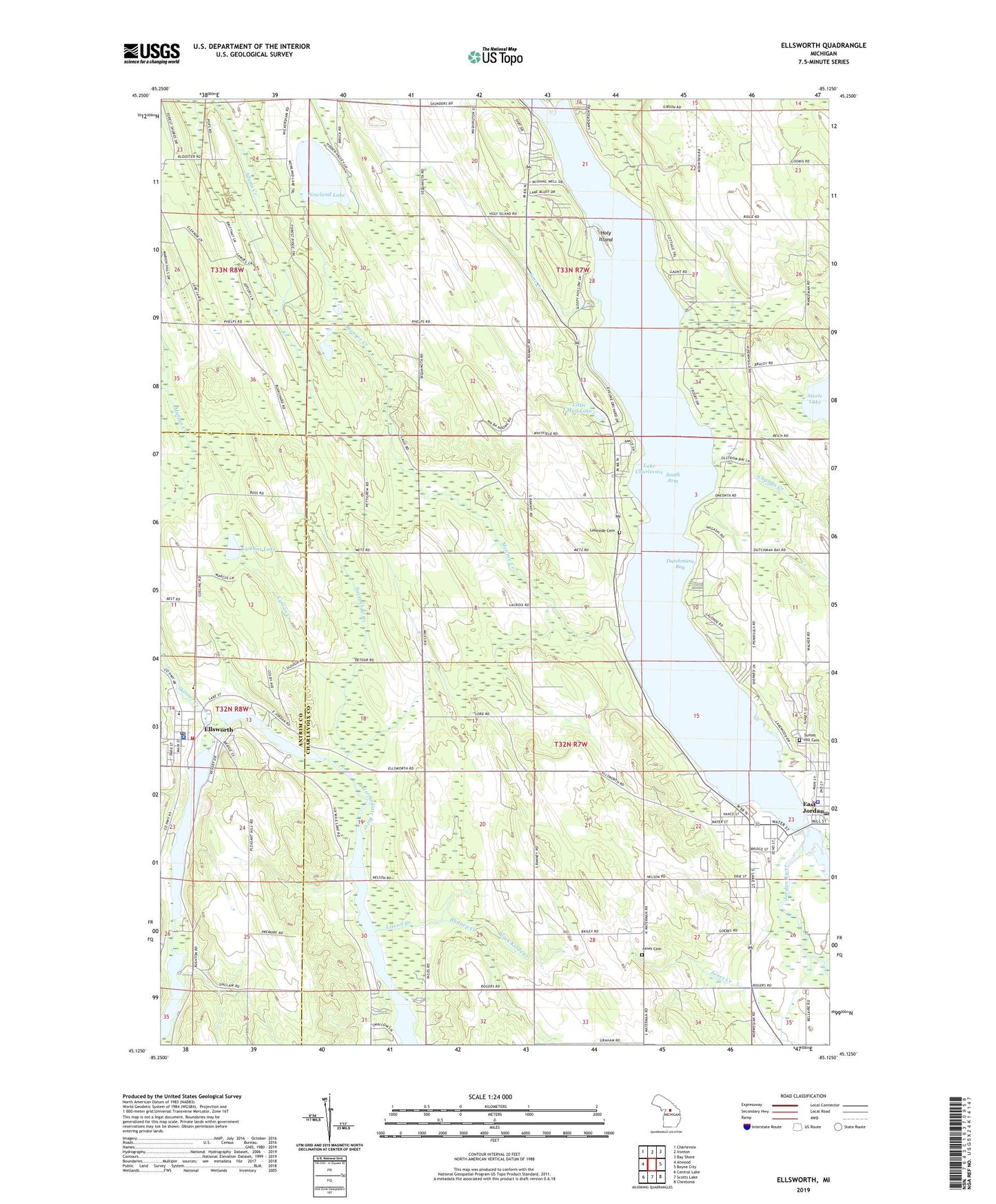 Ellsworth Michigan US Topo Map Image