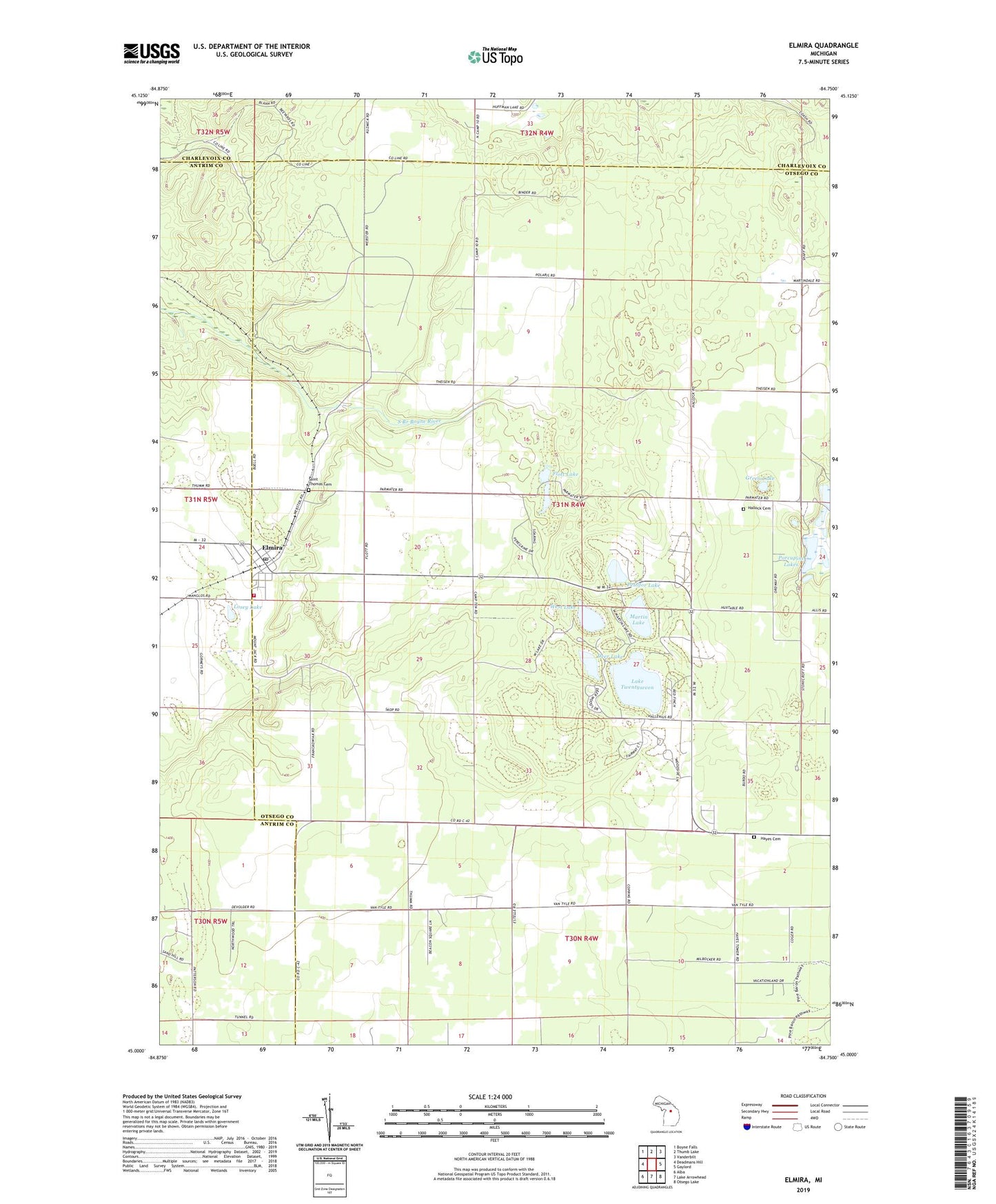 Elmira Michigan US Topo Map Image