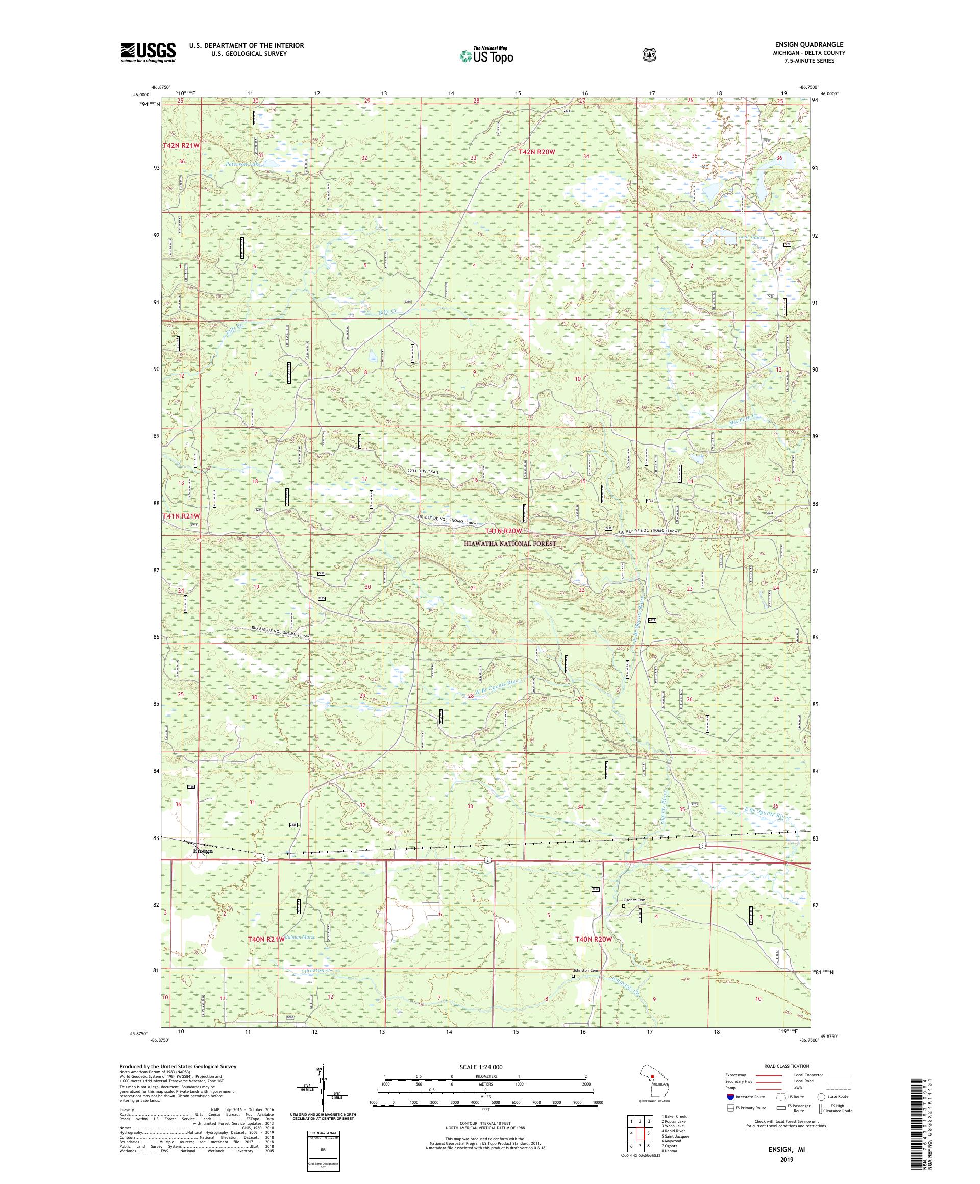 Ensign Michigan US Topo Map – MyTopo Map Store