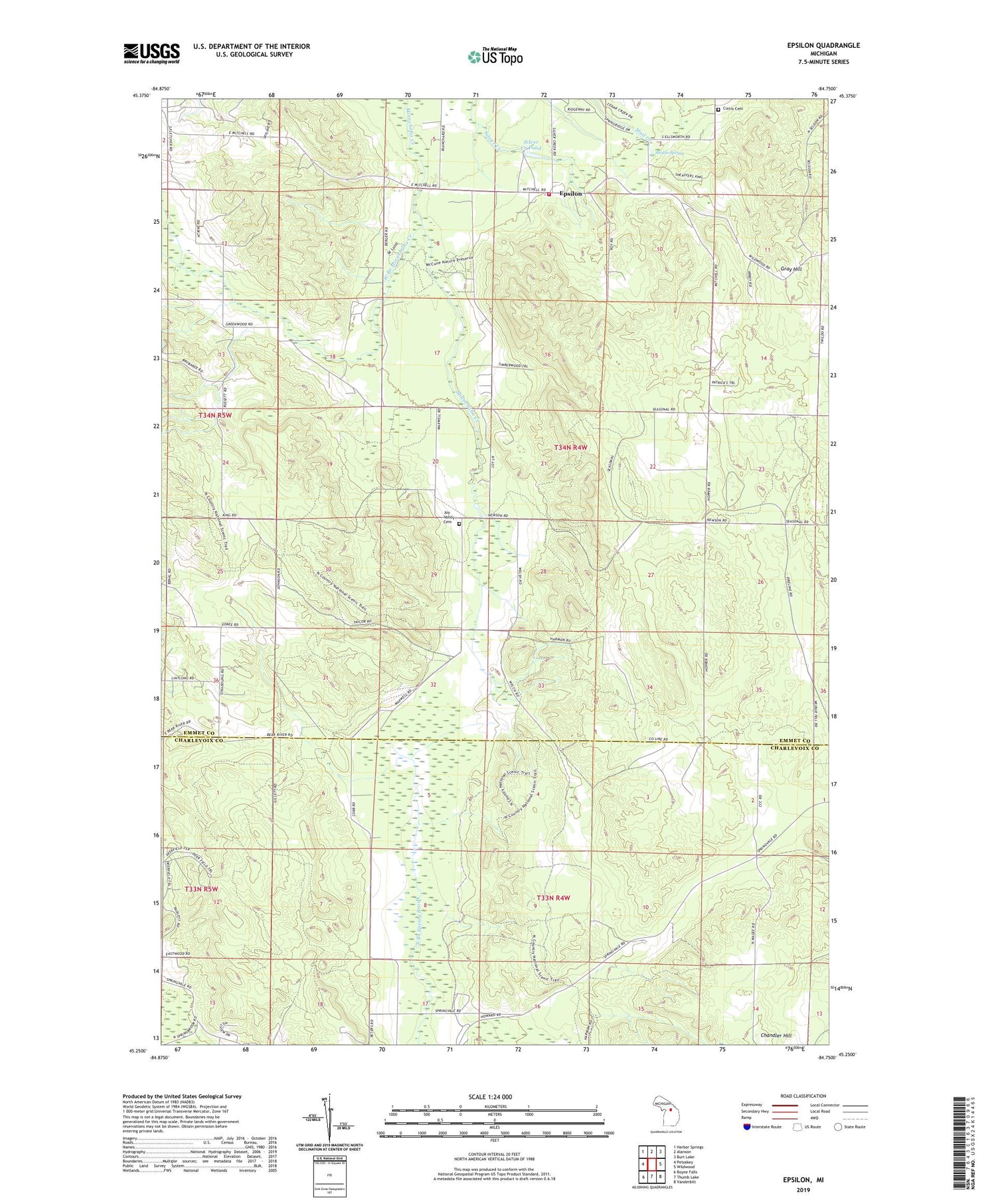 Epsilon Michigan US Topo Map Image