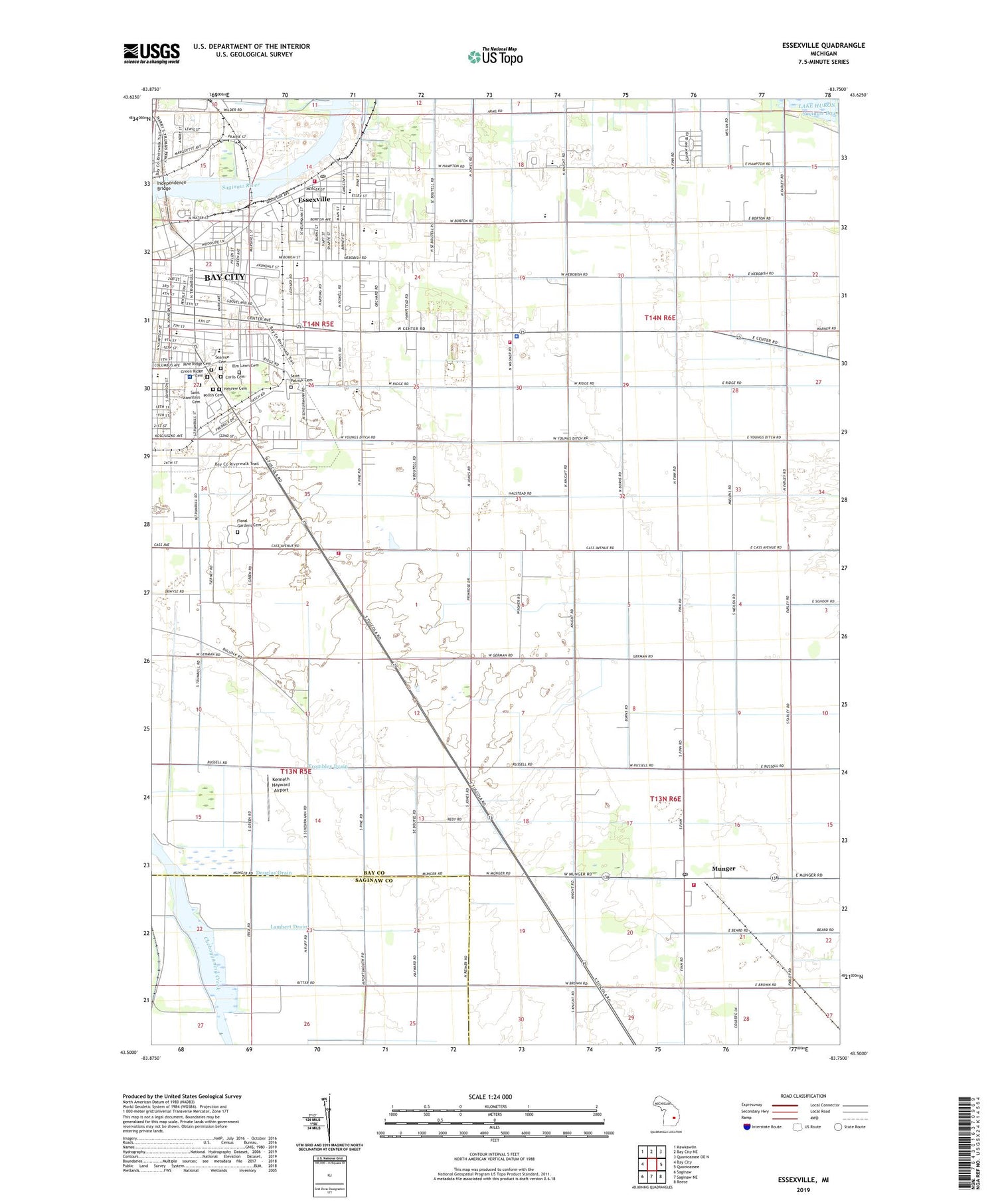 Essexville Michigan US Topo Map Image