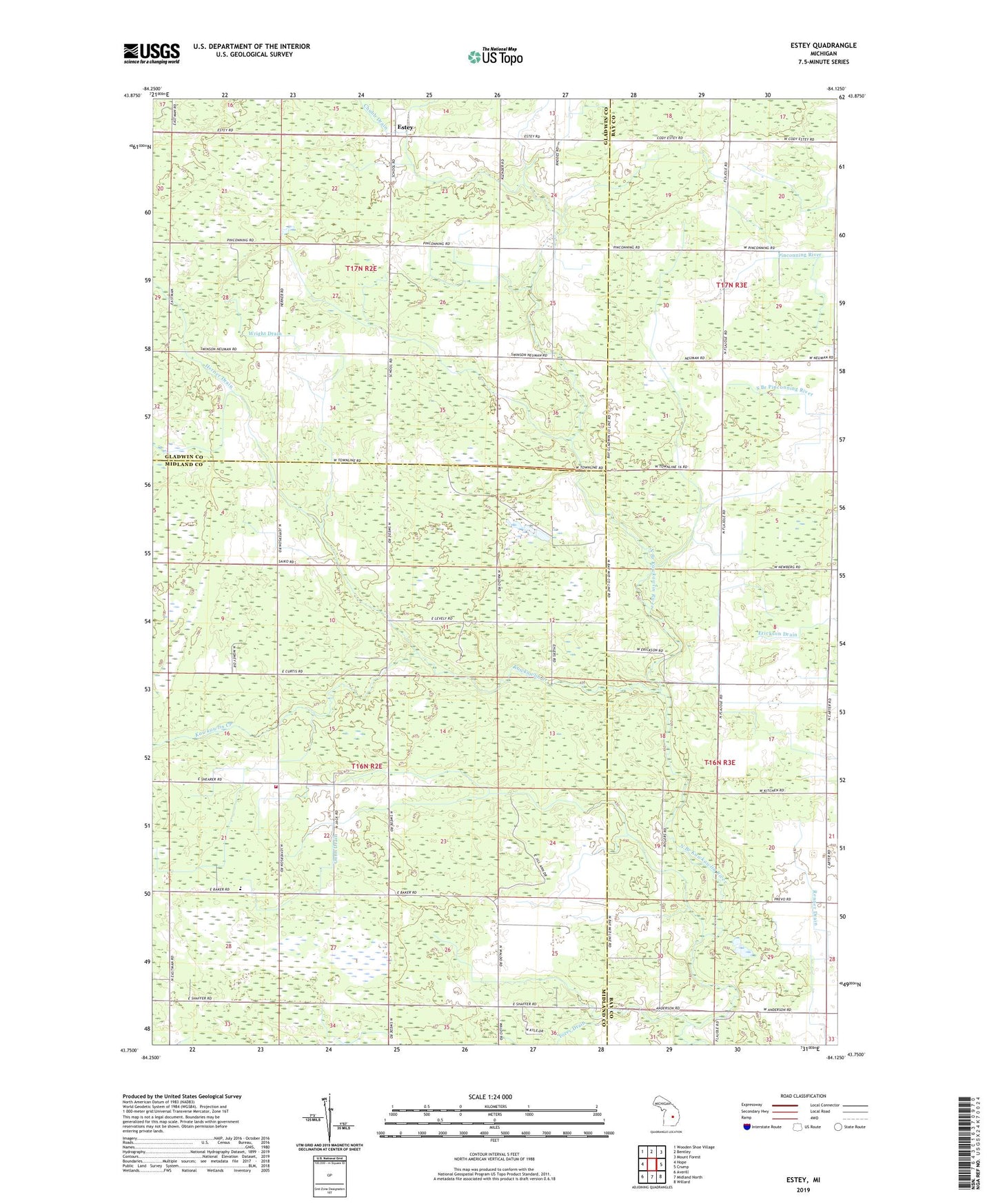 Estey Michigan US Topo Map Image