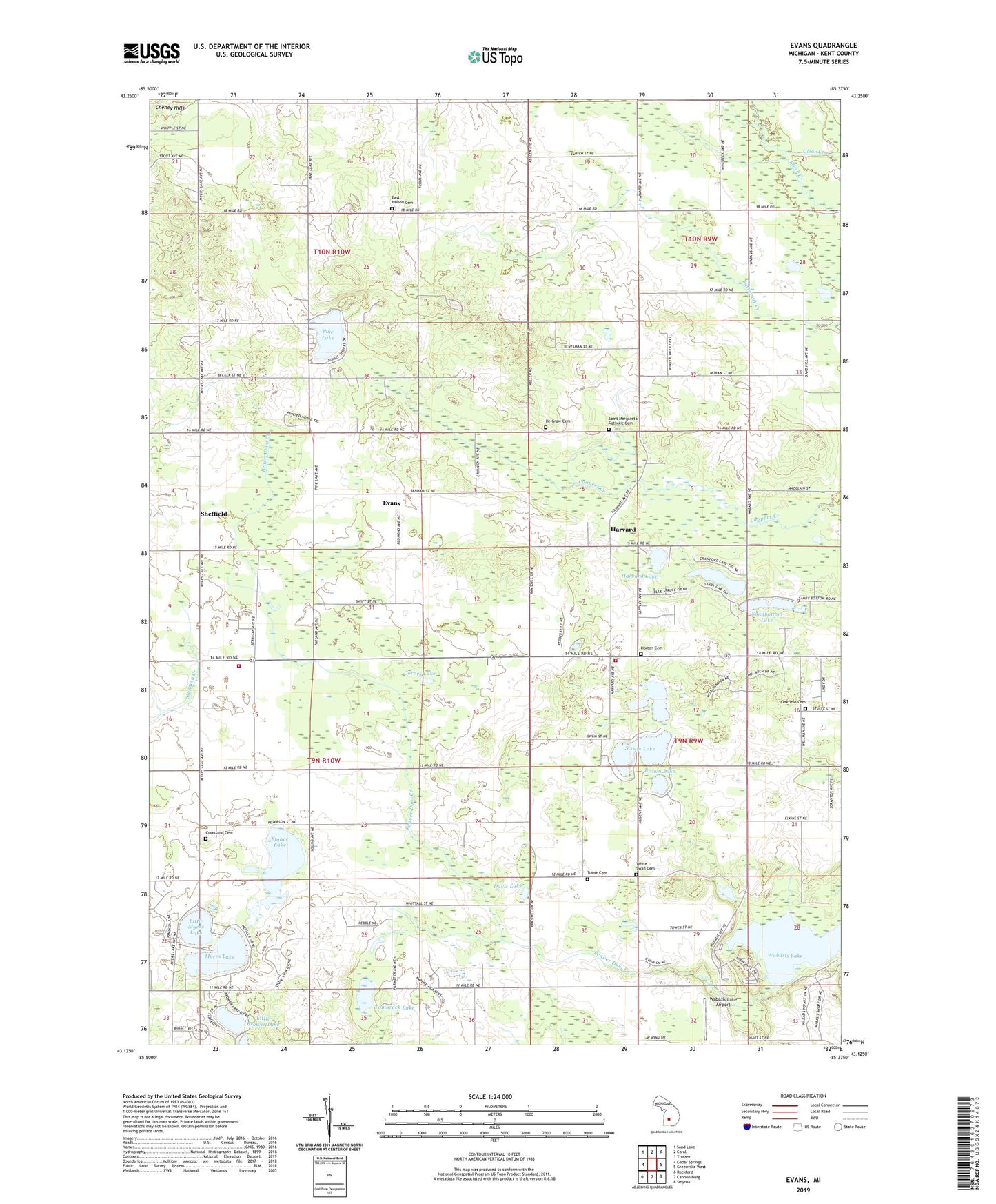 Evans Michigan US Topo Map Image