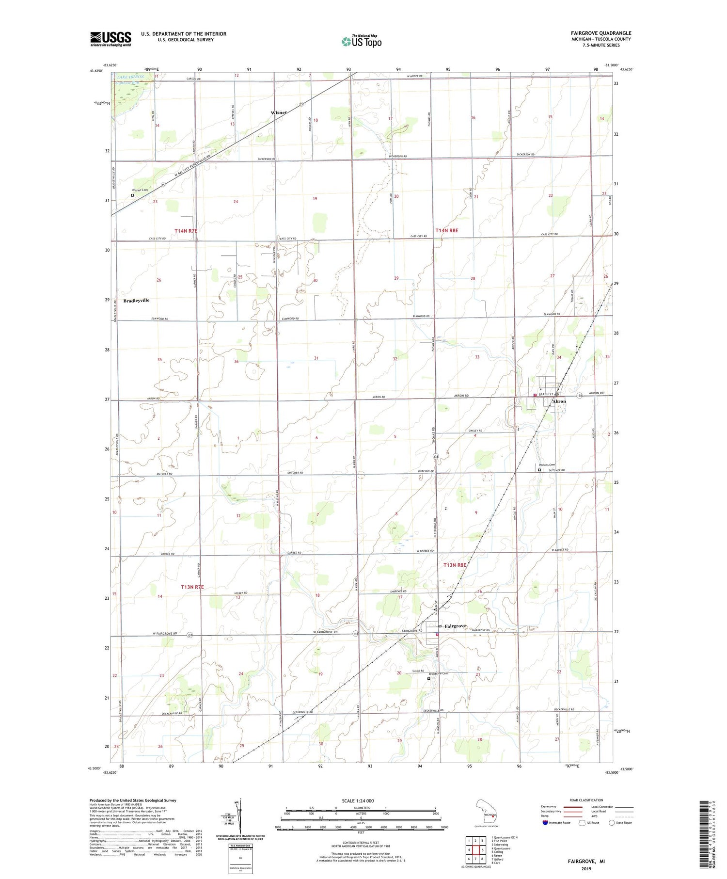 Fairgrove Michigan US Topo Map Image