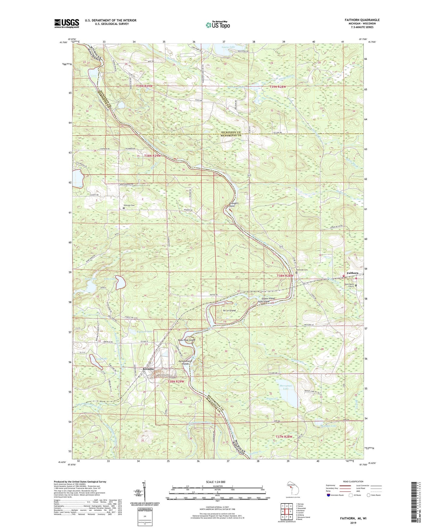 Faithorn Michigan US Topo Map Image