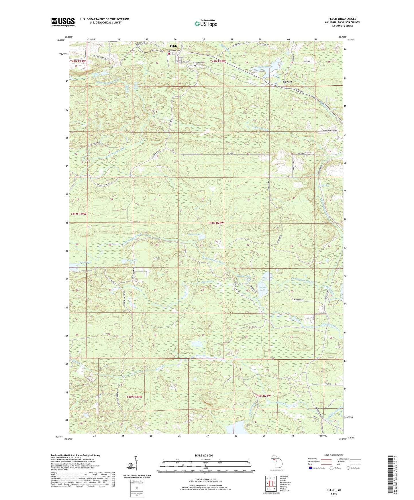 Felch Michigan US Topo Map Image