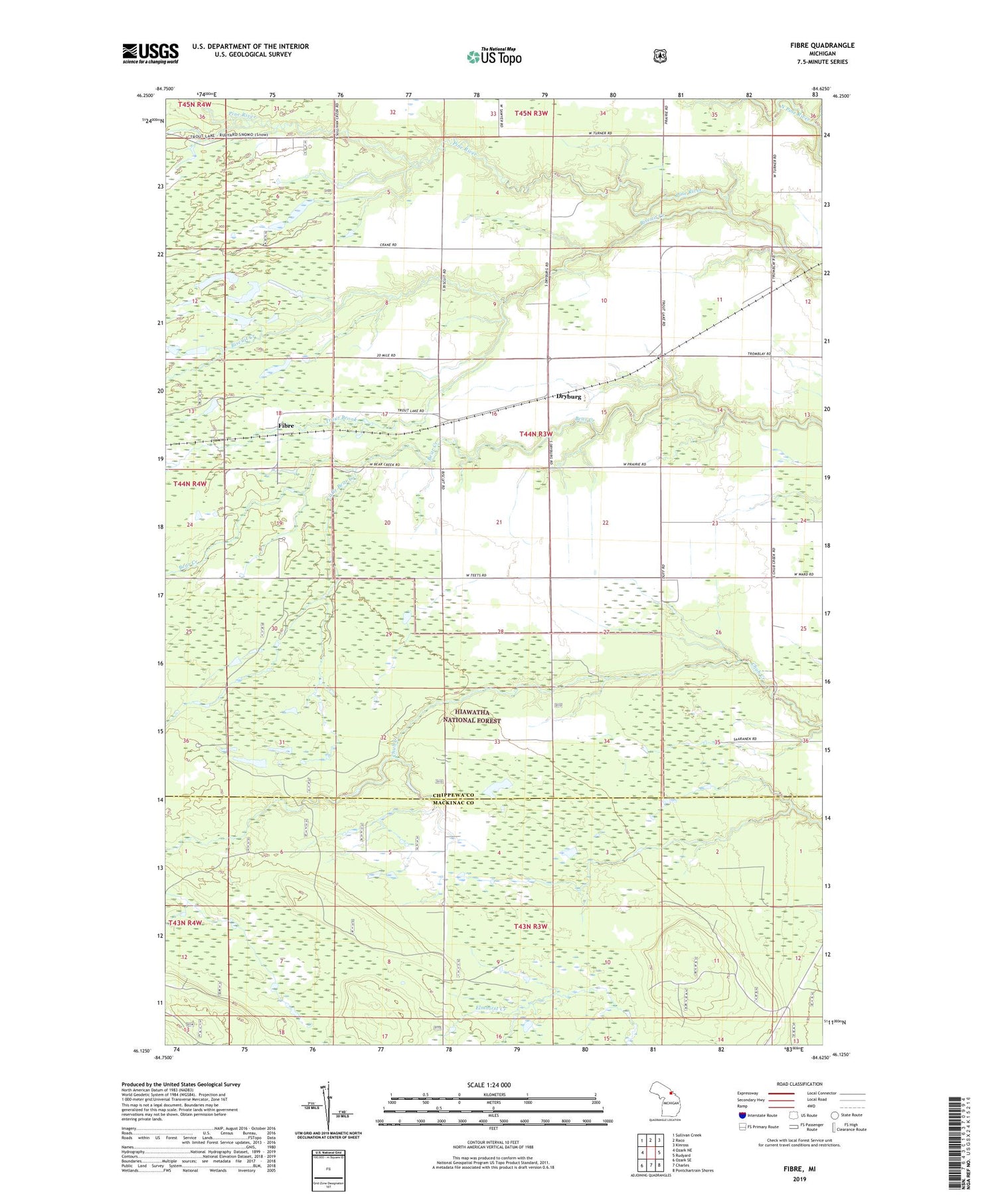 Fibre Michigan US Topo Map Image